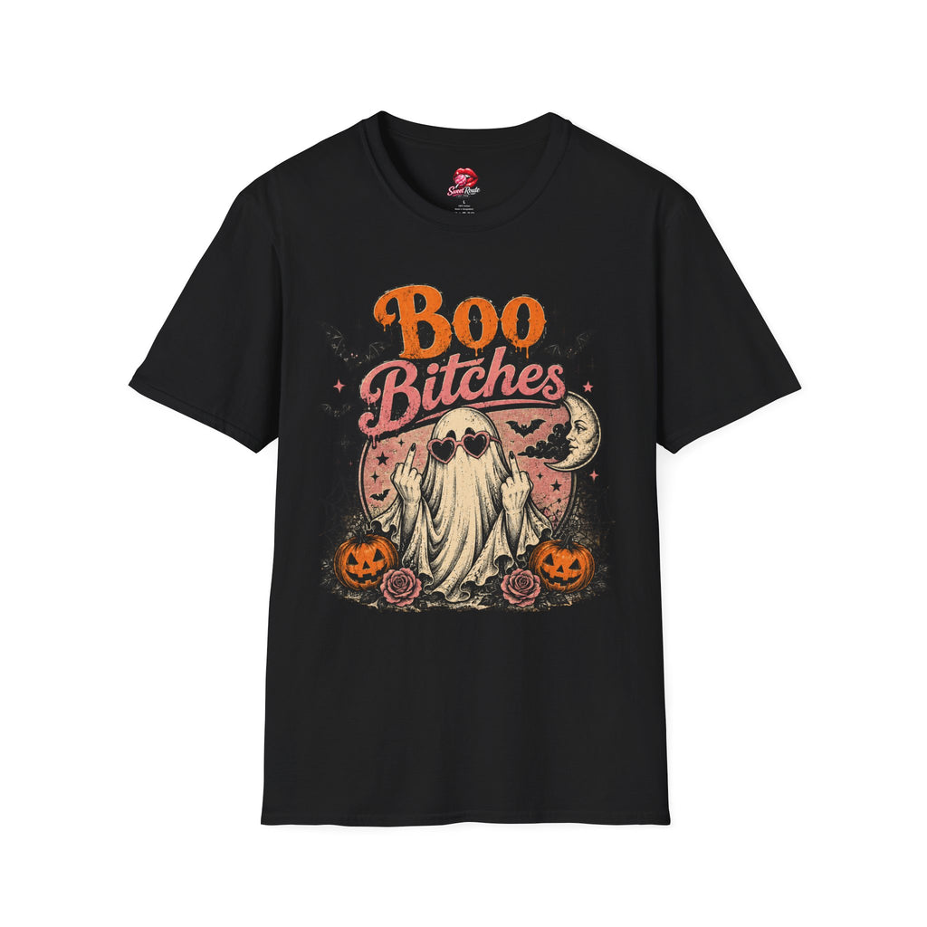 Boo Bitches Halloween T-Shirt | Funny Ghost Graphic Tee | Cute Spooky Season Shirt | Retro Halloween Tee