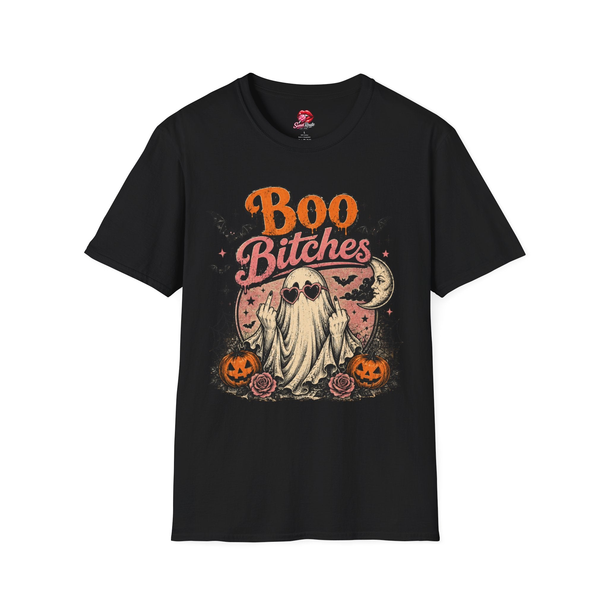Boo Bitches Halloween T-Shirt | Funny Ghost Graphic Tee | Cute Spooky Season Shirt | Retro Halloween Tee