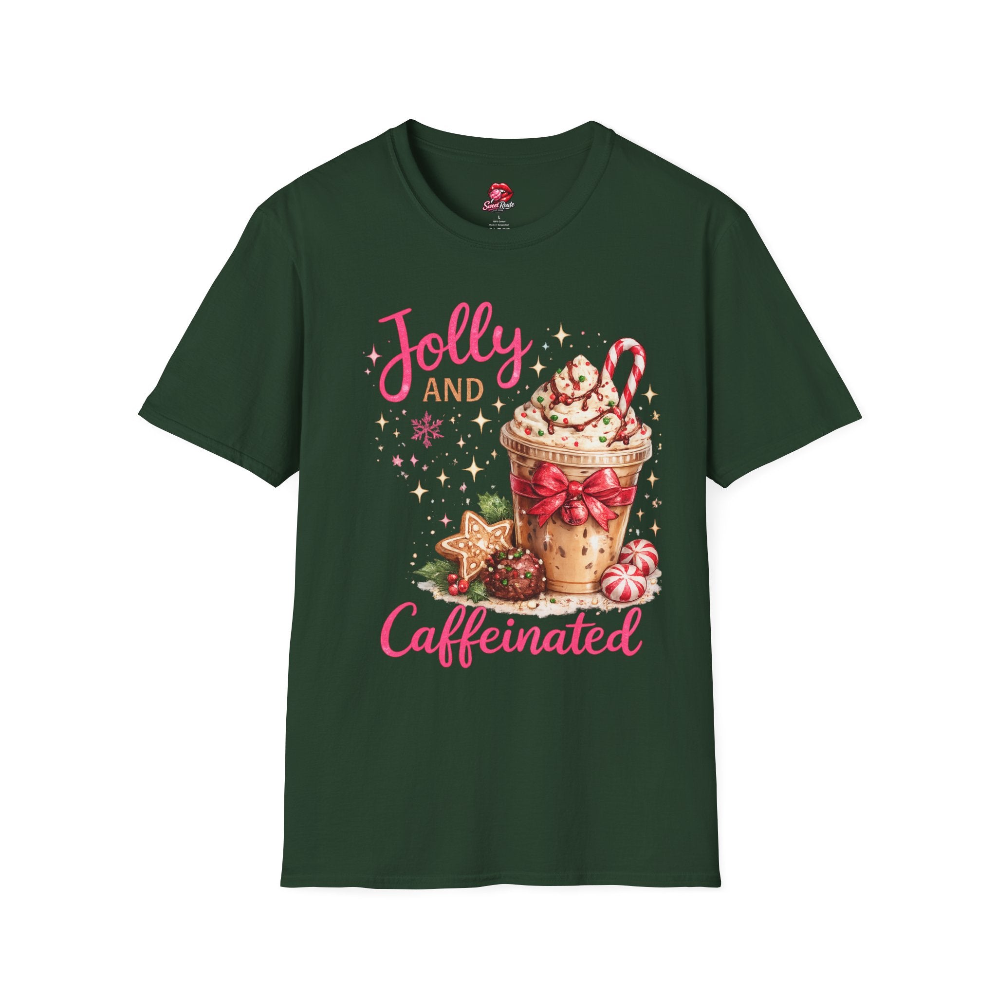 Jolly and Caffeinated Christmas T-Shirt