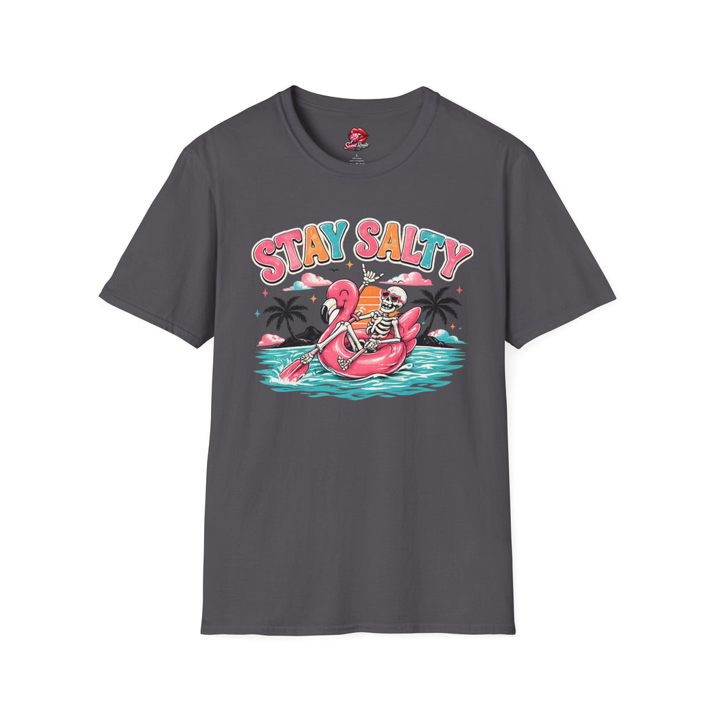 Stay Salty skeleton flamingo float T-Shirt