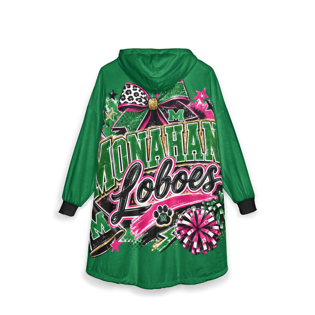 Monahan Loboes Hooded Cheer Blanket — Green Team Spirit Sherpa Cloak