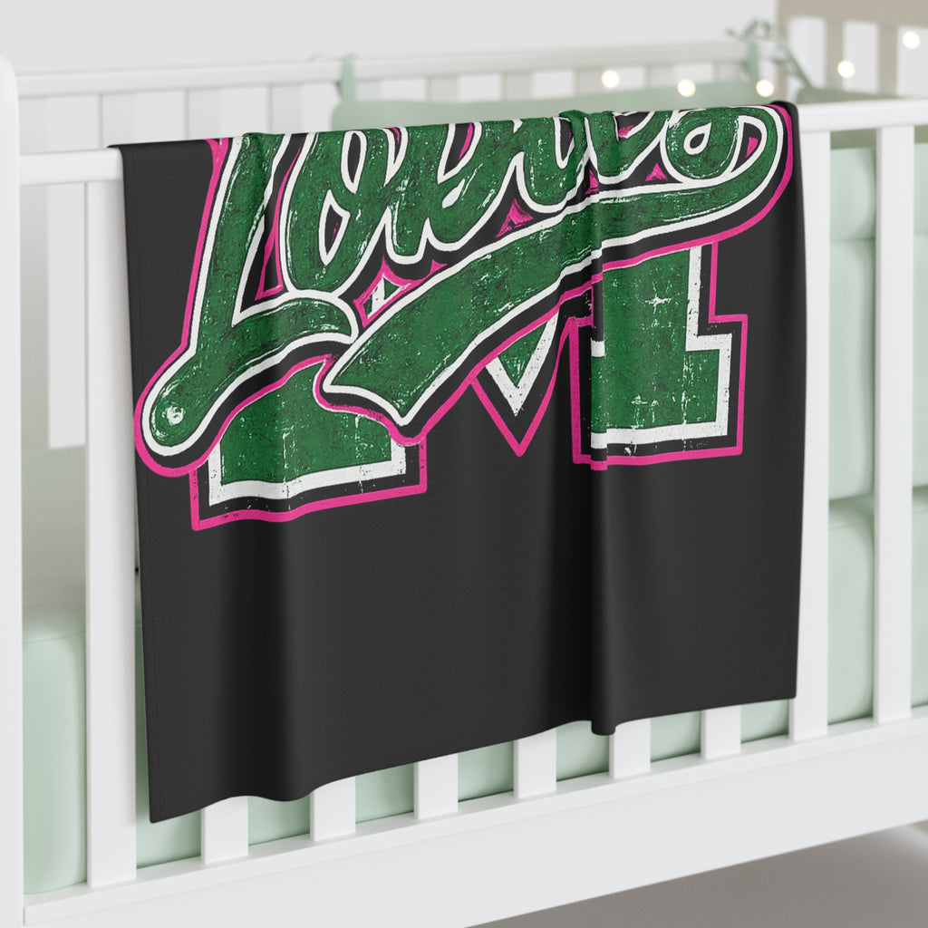 Loboes Green Letter 'M' Swaddle Blanket