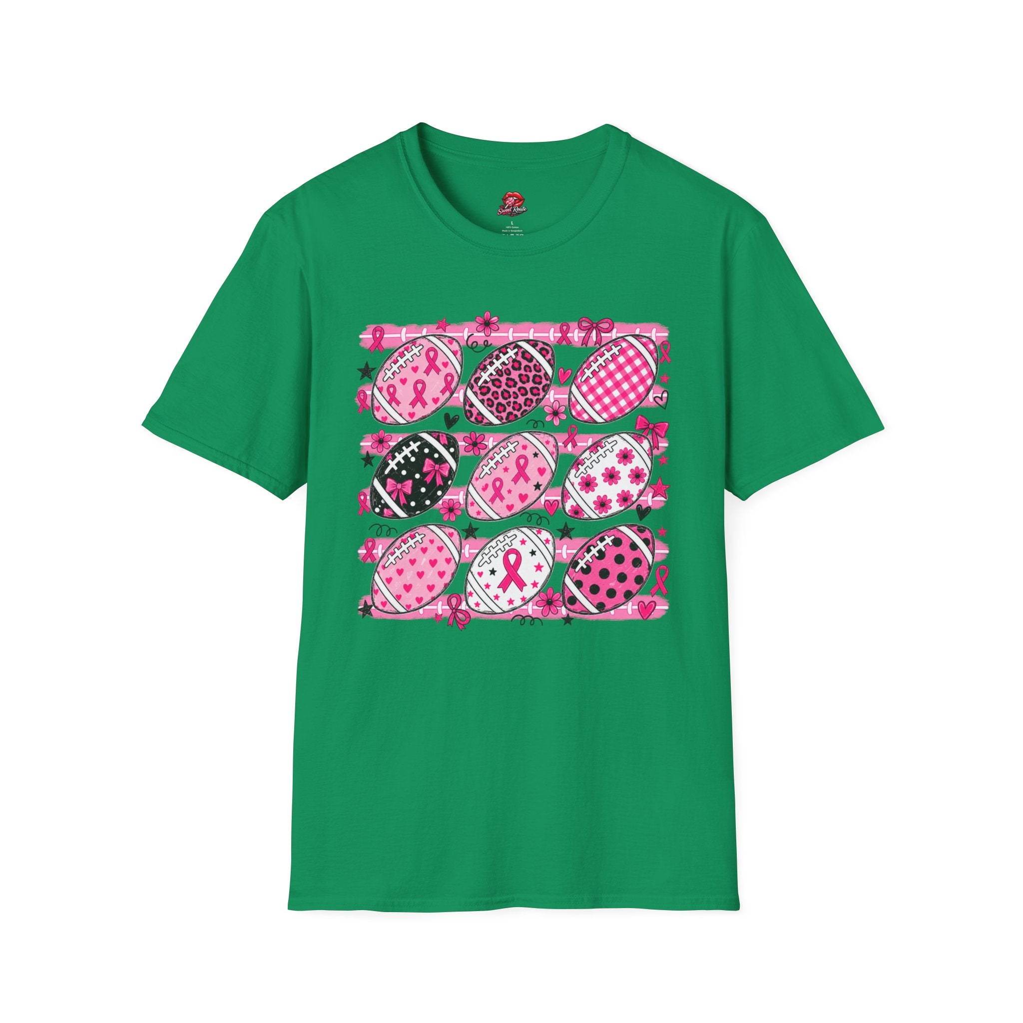 Breast Cancer Awareness Football Pattern T-Shirt