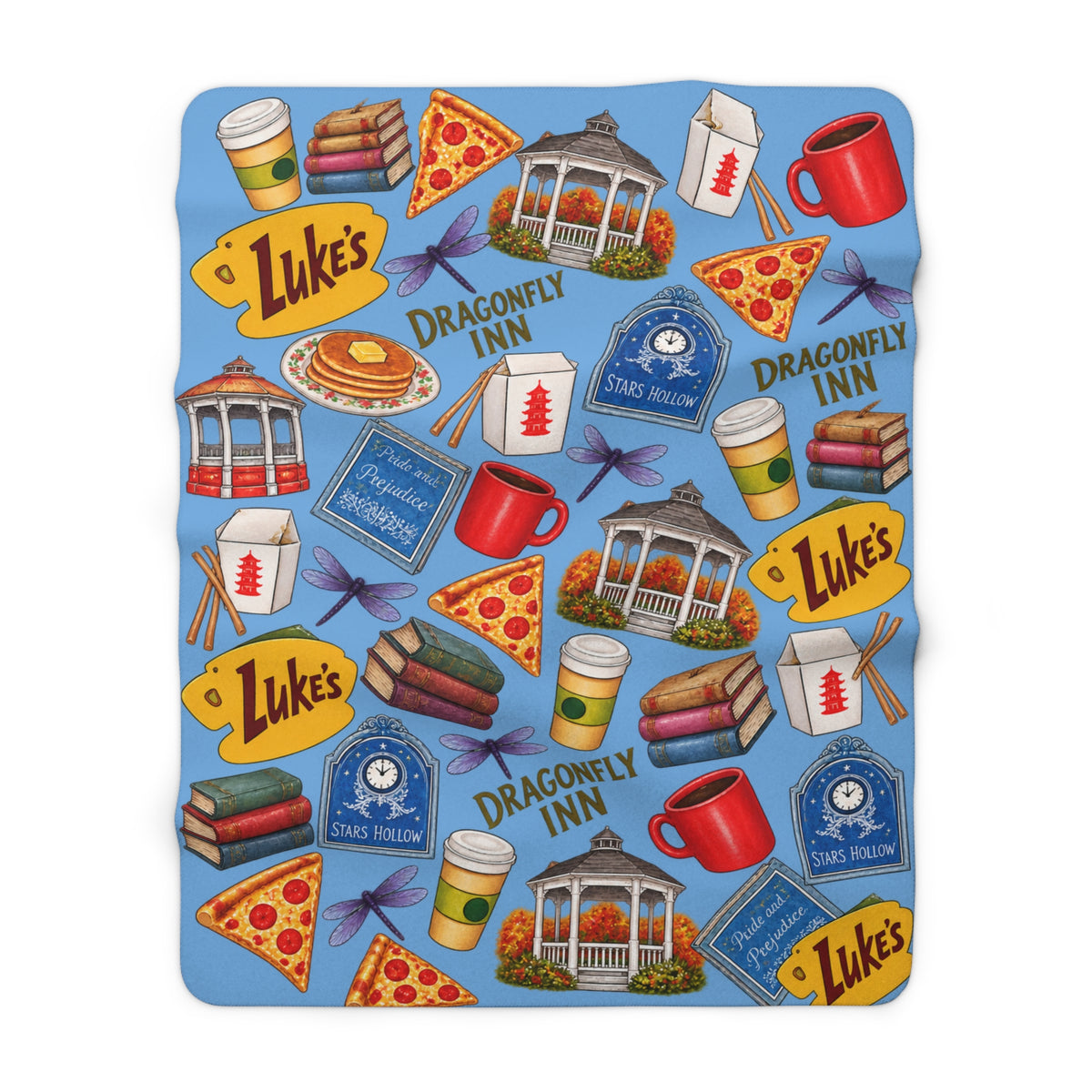 Cozy Pop Culture Diner Pattern GG Sherpa Blanket