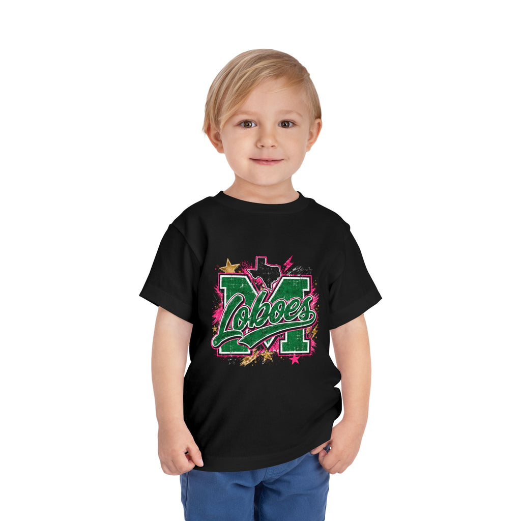 Toddler Tee Loboes Green & Pink Cheer Shirt