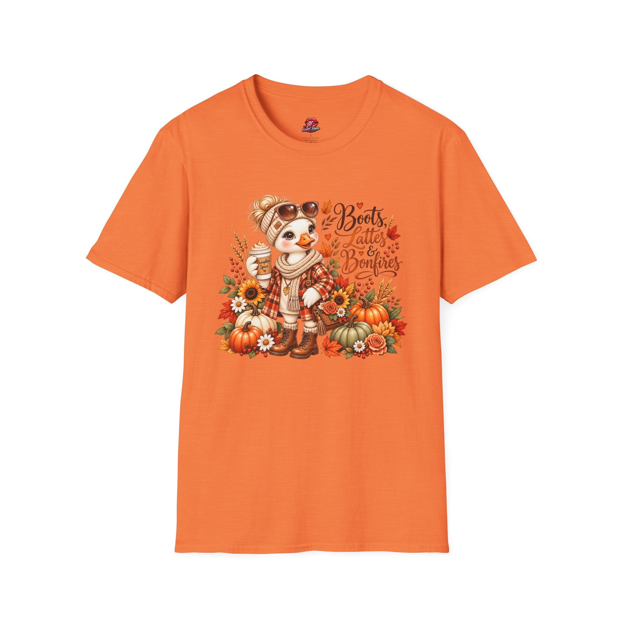 Boots, Lattes & Bonfires Cute Fall T-Shirt