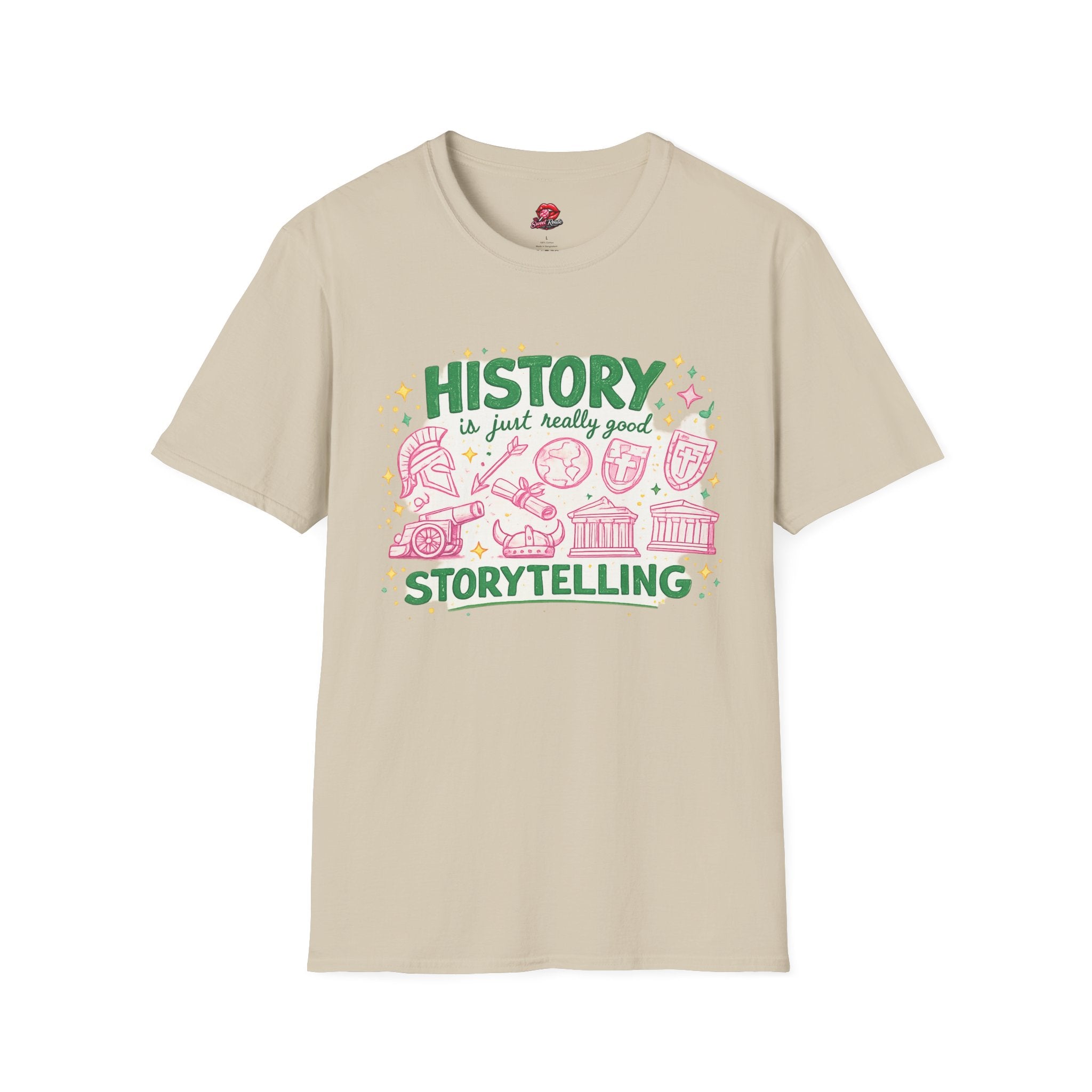 History Is Just Really Good Storytelling Teacher T-Shirt | Cute Retro History Teacher Graphic Tee | History Lover Gift