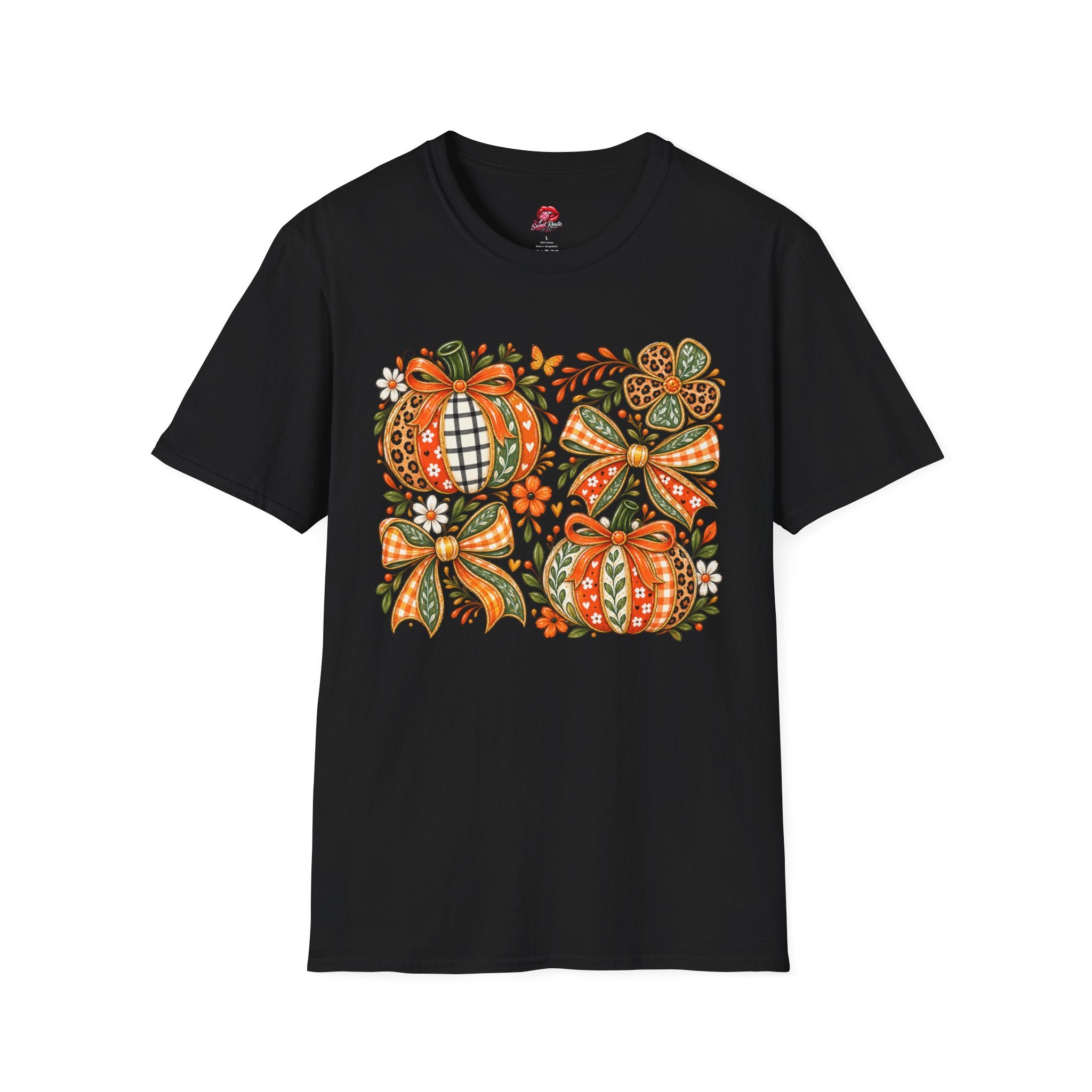 Autumn Plaid & Floral Fall Tee