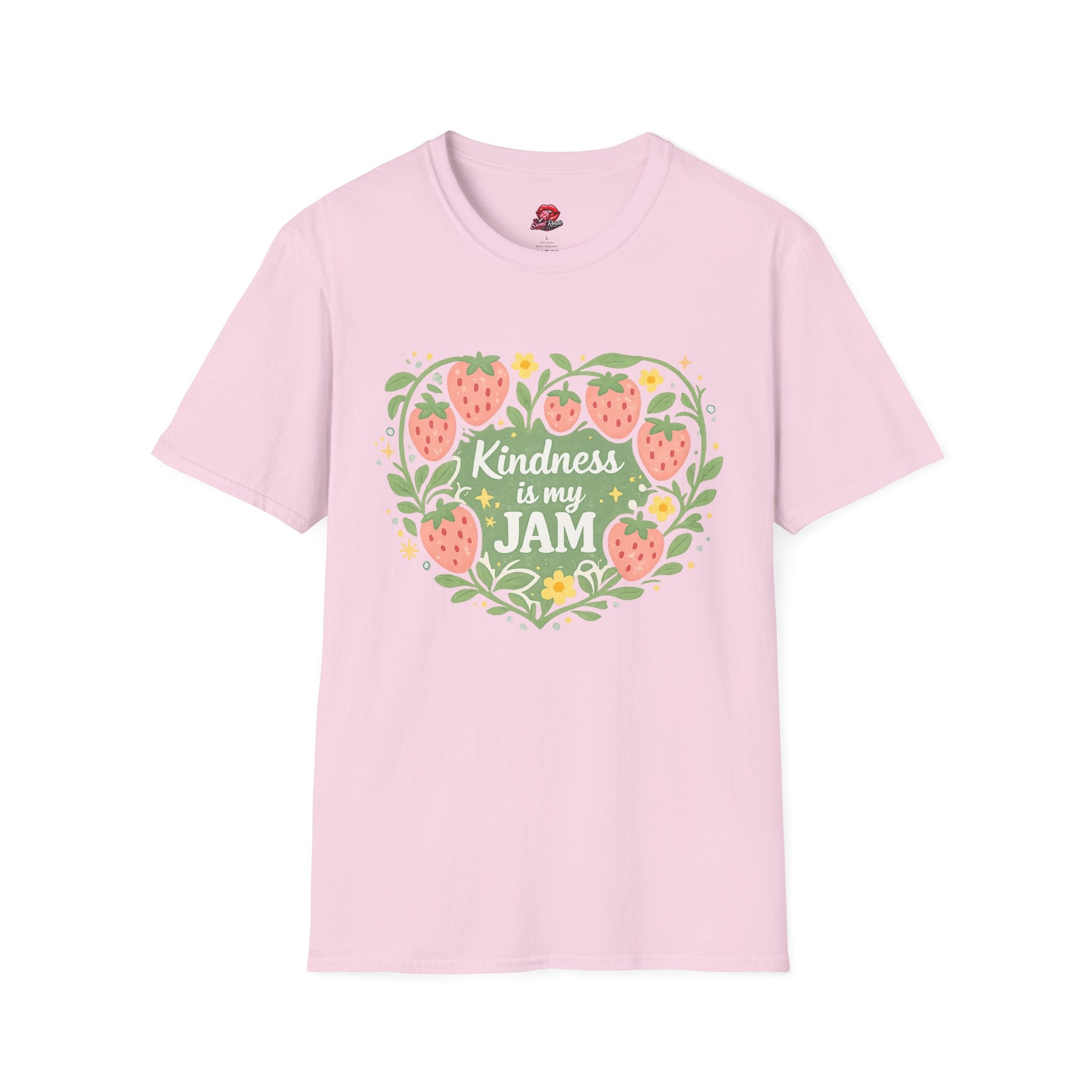 T-Shirt — "Kindness Is My Jam" Strawberry Graphic Tee