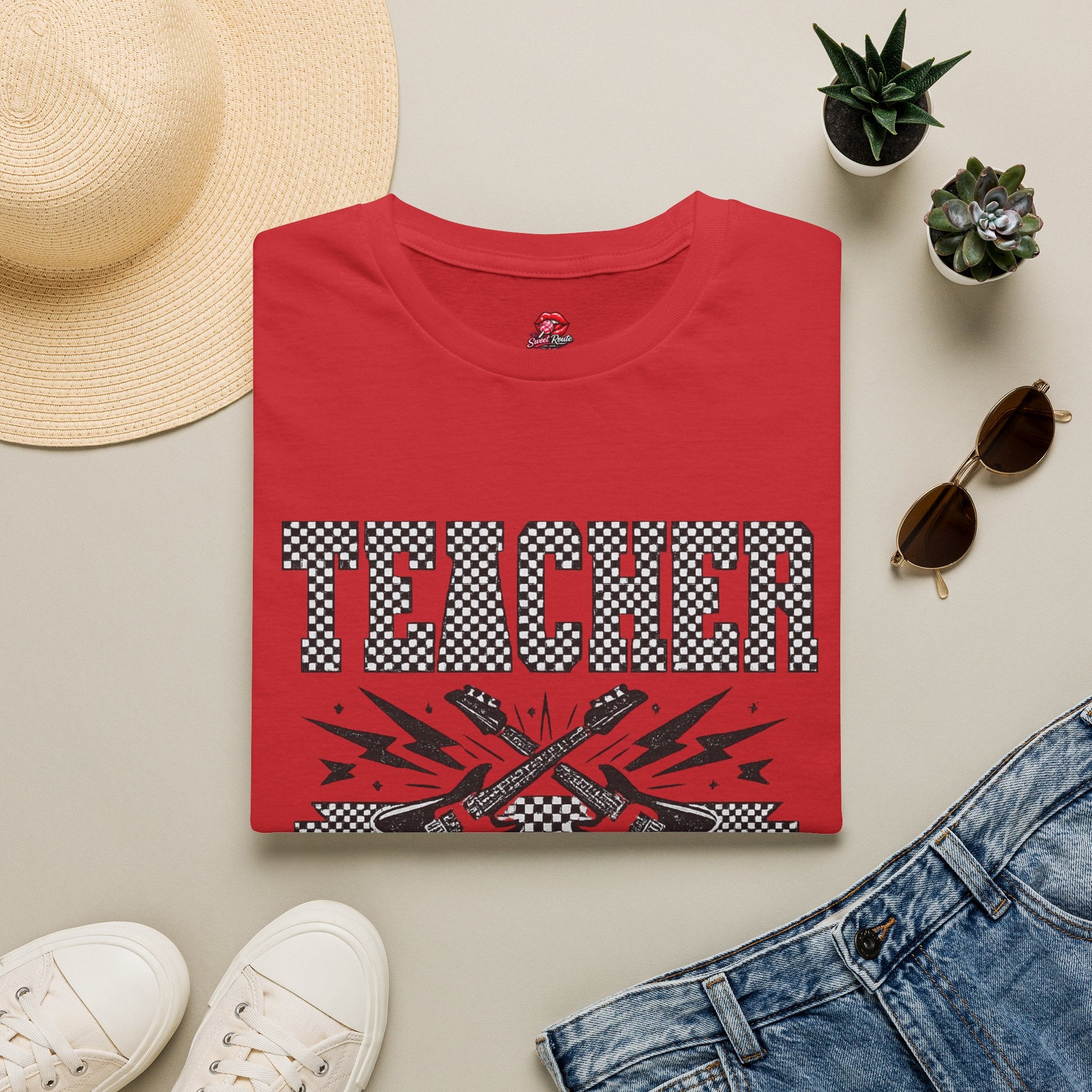 Teacher Rock T-Shirt | Retro Guitar Teacher Shirt | Vintage Rock & Roll Classroom Tee | Funny Teacher Gift