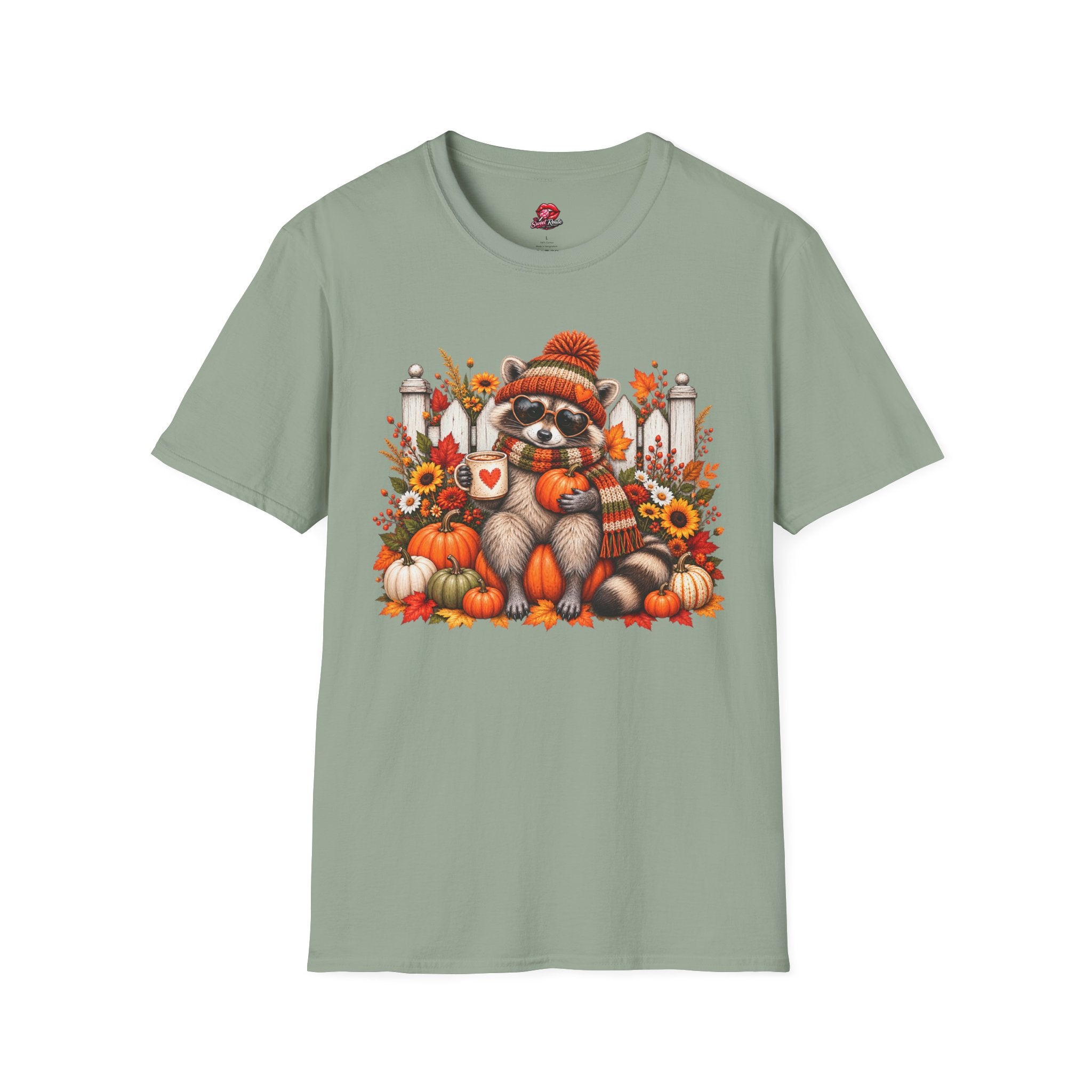 Cozy Fall Pumpkin, Sunflower RaccoonT-Shirt