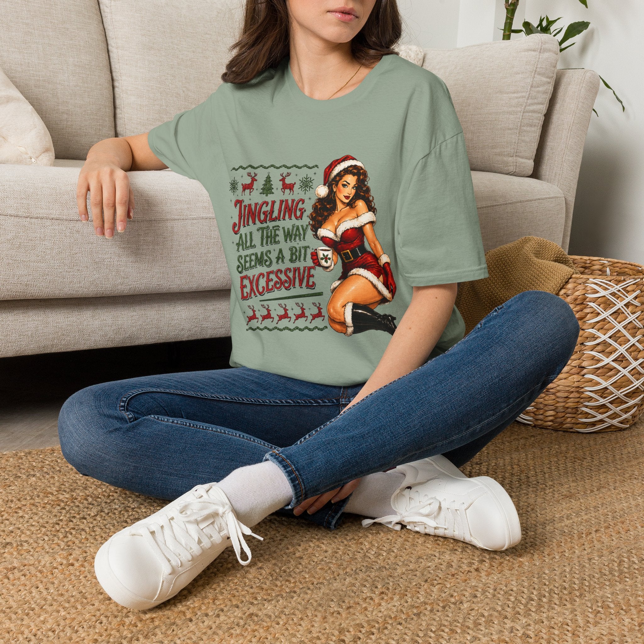 Jingling All The Way Pinup Santa T-Shirt