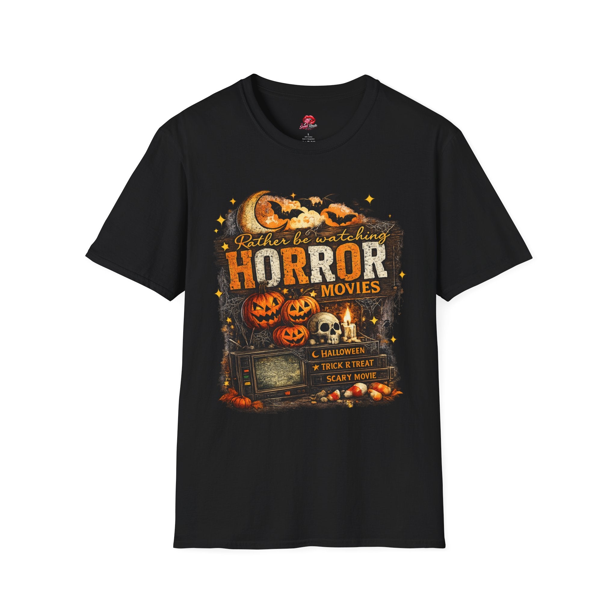 Rather Be Watching Horror Movies T-Shirt | Funny Halloween Shirt | Horror Movie Lover Tee | Spooky Season Graphic Tee | Scary Movie Gift