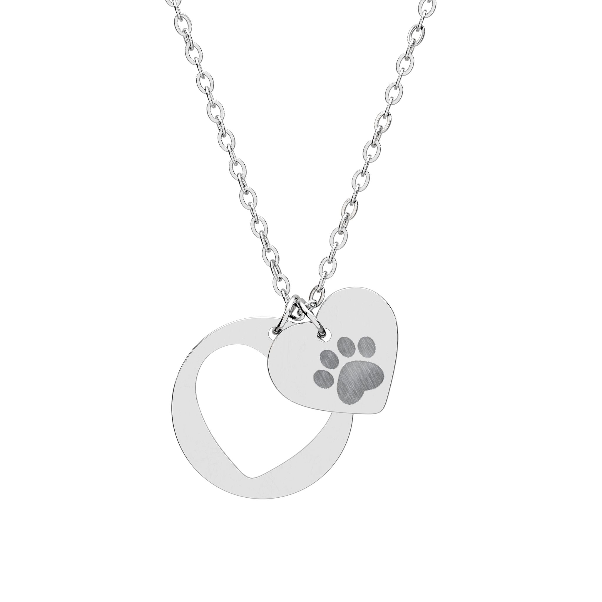 Paw Print Heart Cutout Necklace