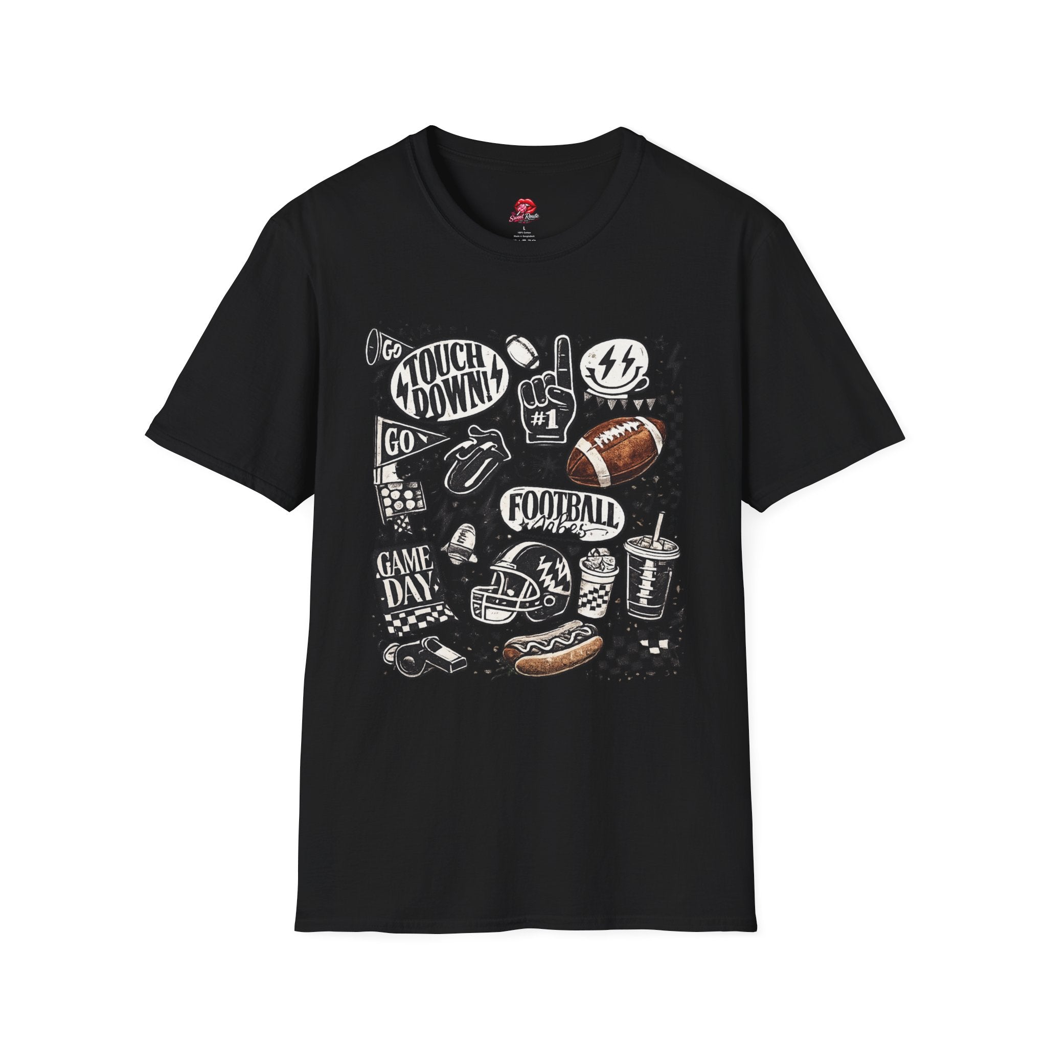 Football Doodle Graphic T-Shirt | Cute Game Day Football Tee | Sports Fan Fall Shirt
