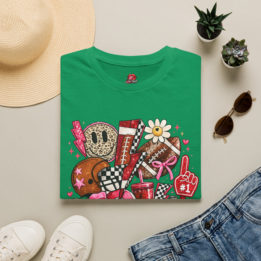 Cute Sports College T-Shirt | Cheer & Football Game Day Graphic Tee | Pink Coquette Sports Shirt