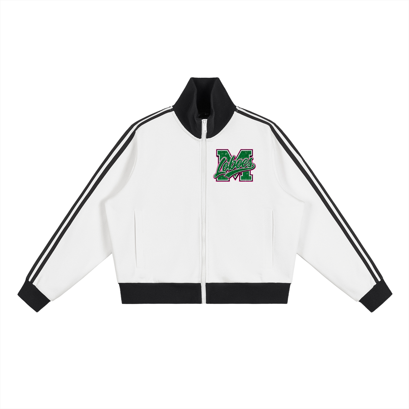 Monahans Loboes Stripe Fleece Cropped Track Jacket