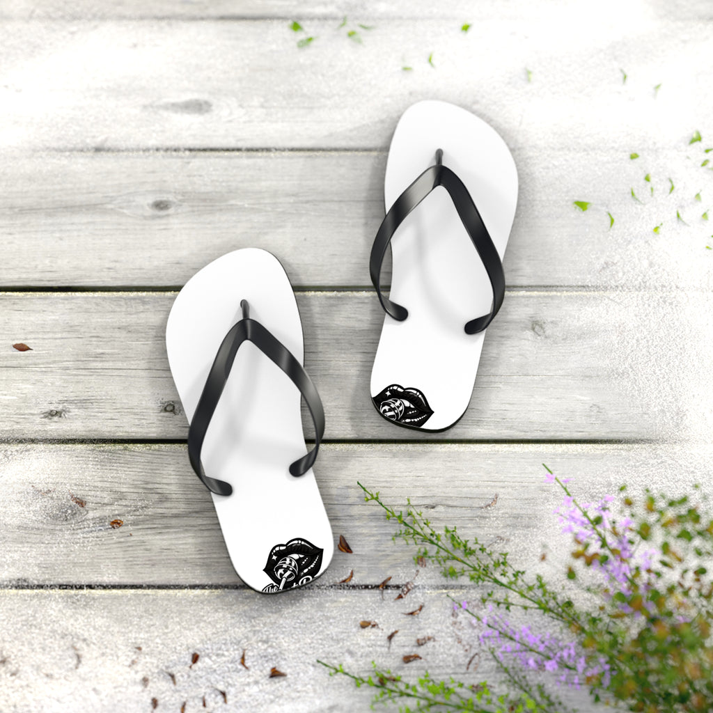 White and Black Sweet Route Logo Summer Beach Sandals
