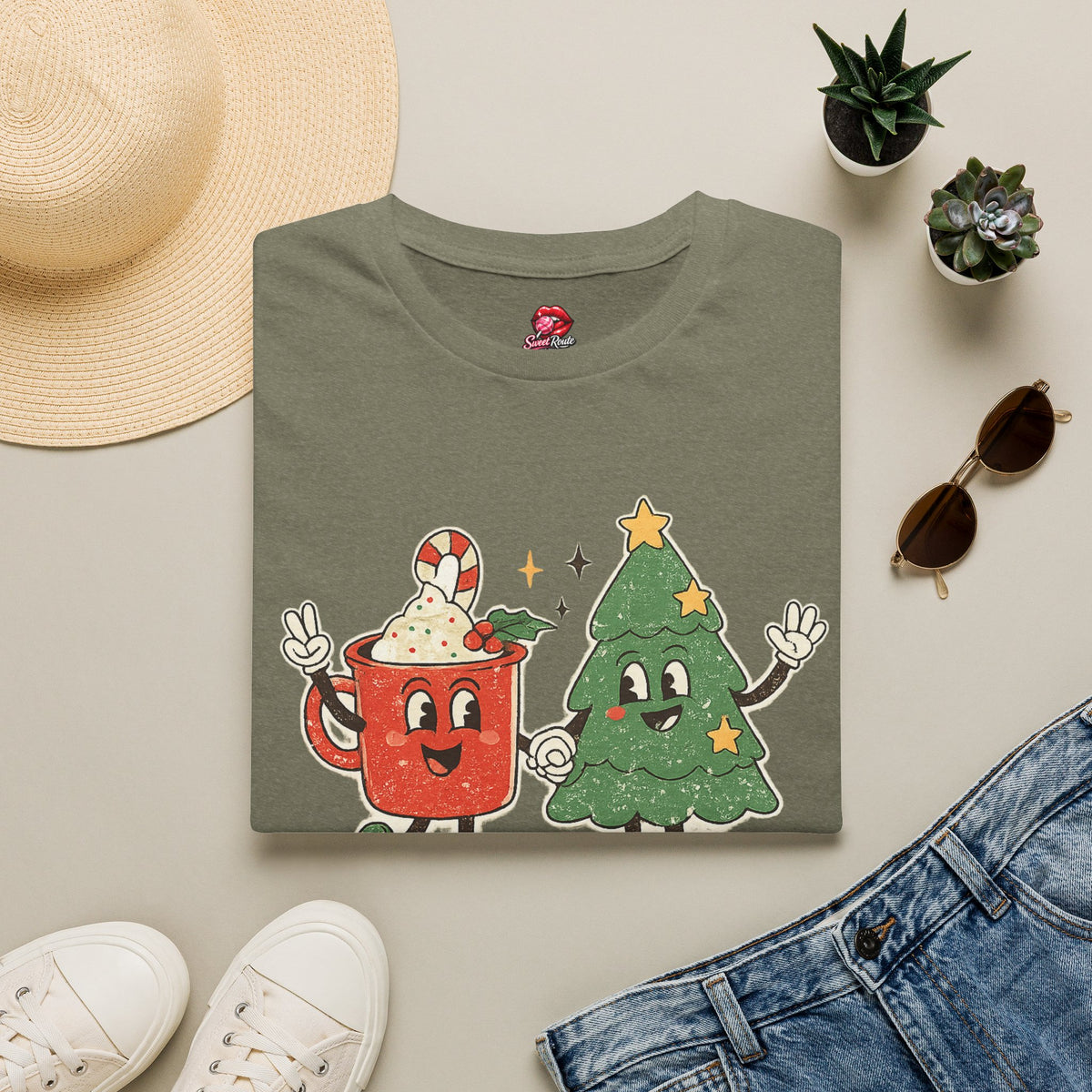 Feelin' Jolly mug and Christmas tree T-Shirt