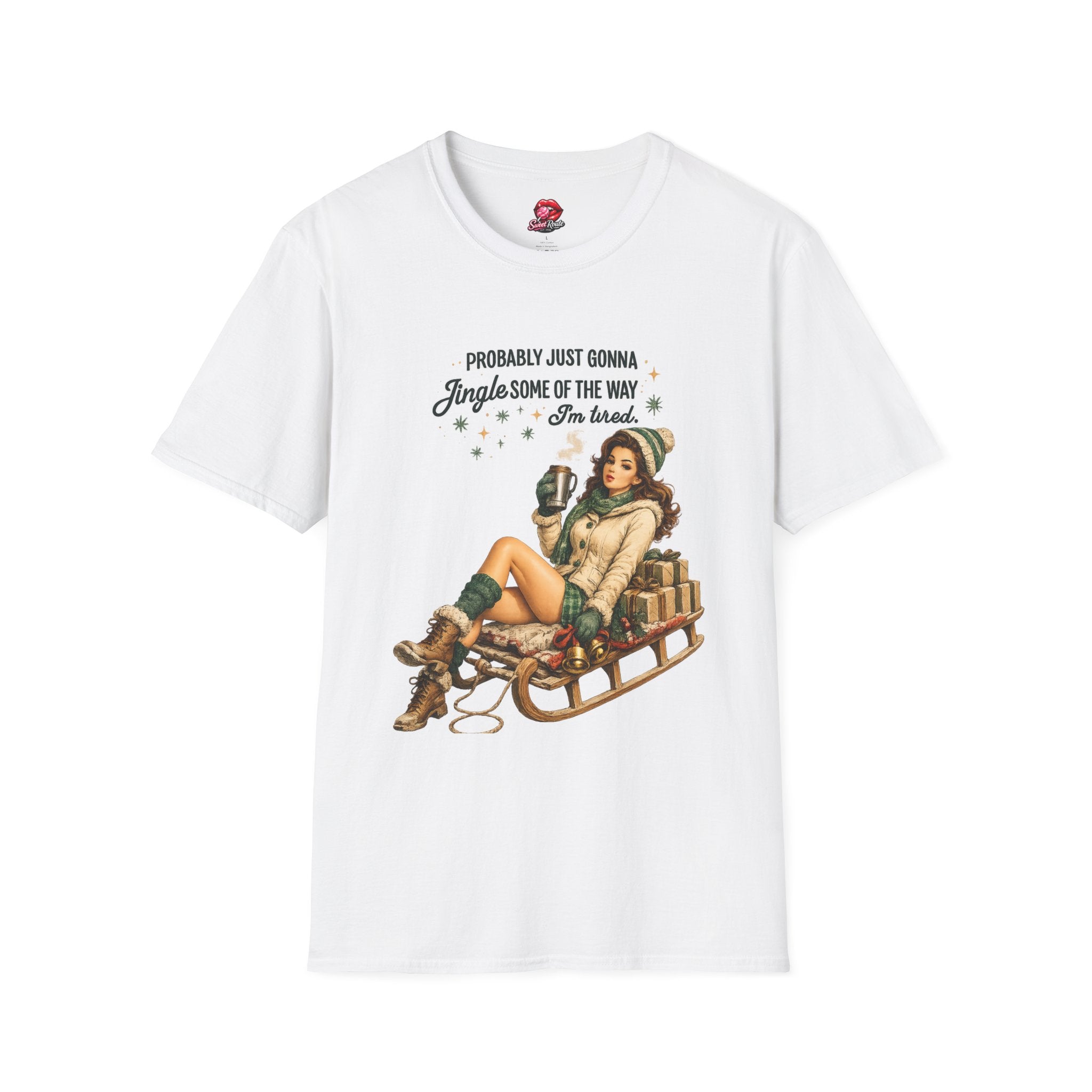 Jingle Some of the Way Vintage Pinup Sleigh T-Shirt