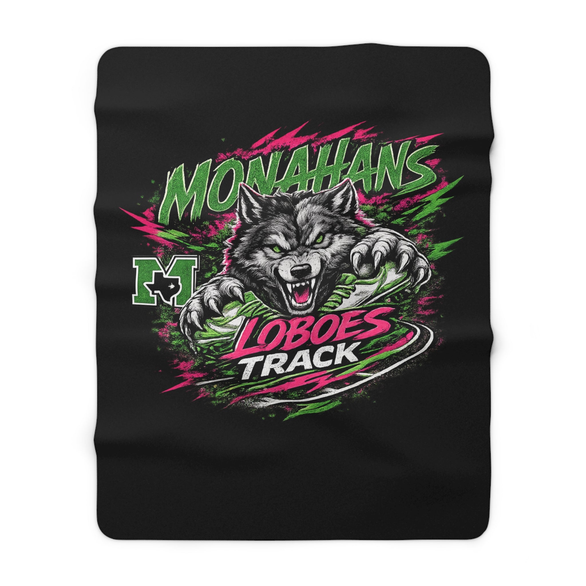 Monahans Loboes Track Sherpa Fleece Blanket