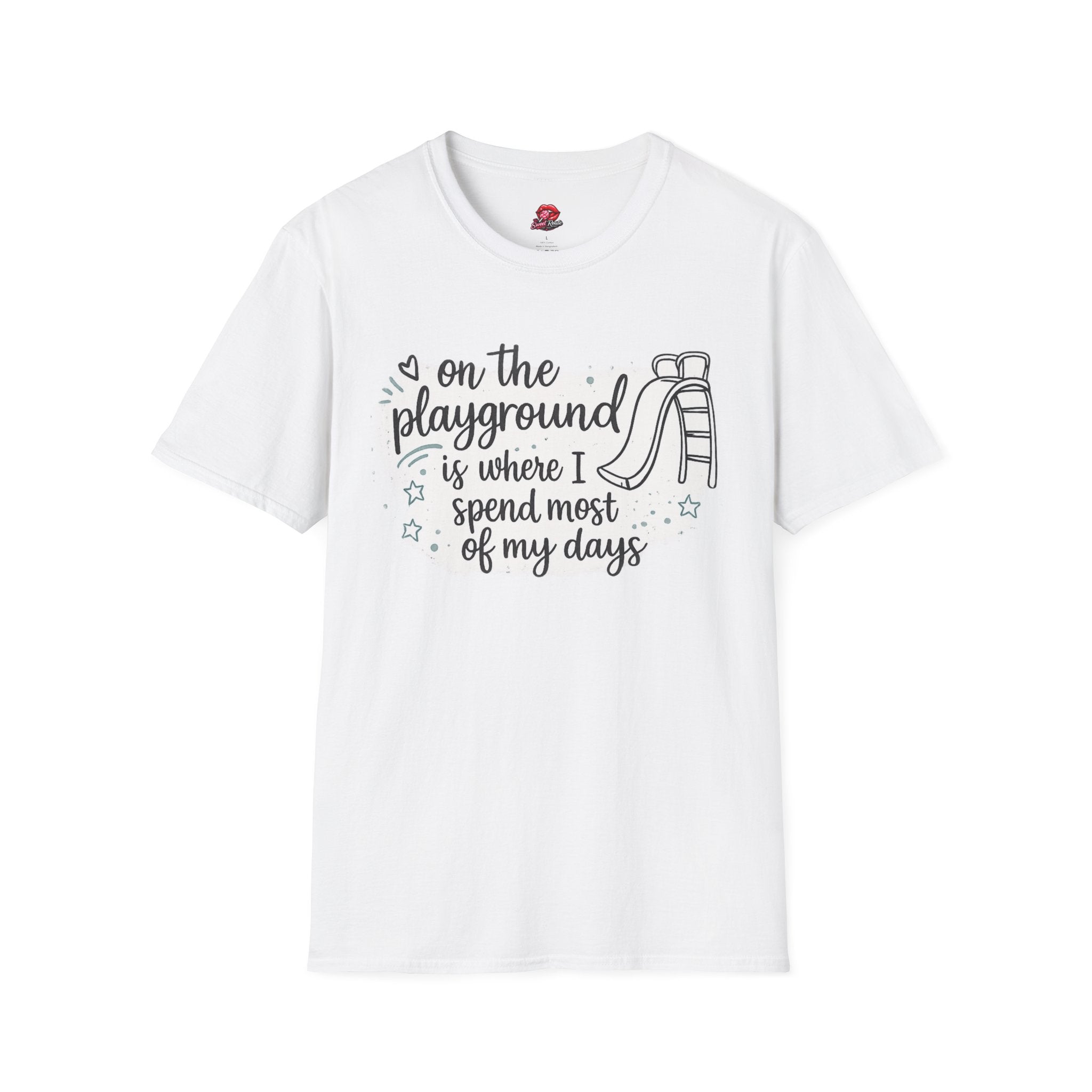 On the Playground Is Where I Spend Most of My Days Teacher T-Shirt | Playground Duty Tee | Recess Teacher Shirt | Elementary School Graphic Tee