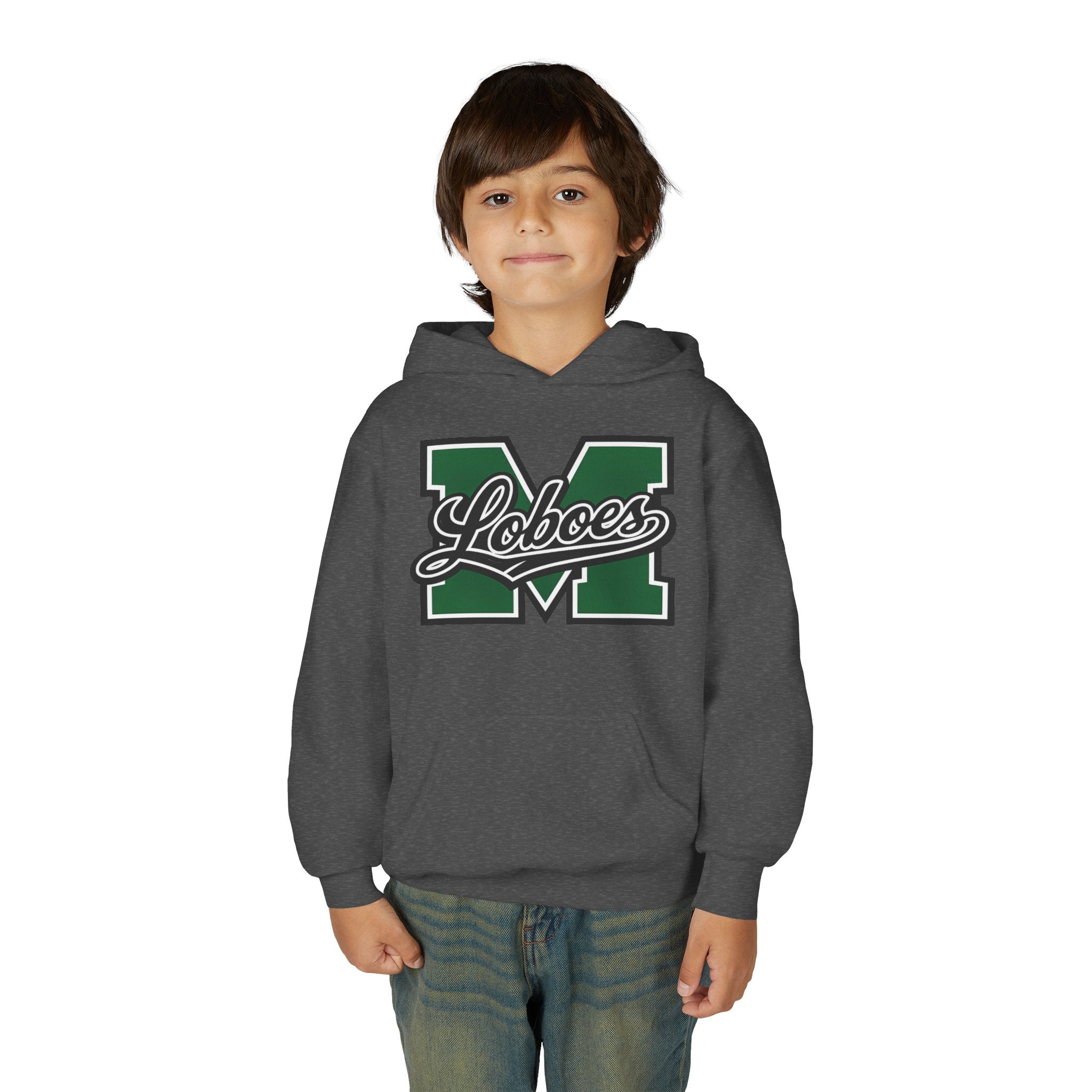 Youth Hoodie — 'M Loboes' Varsity Letterman School Spirit Pullover