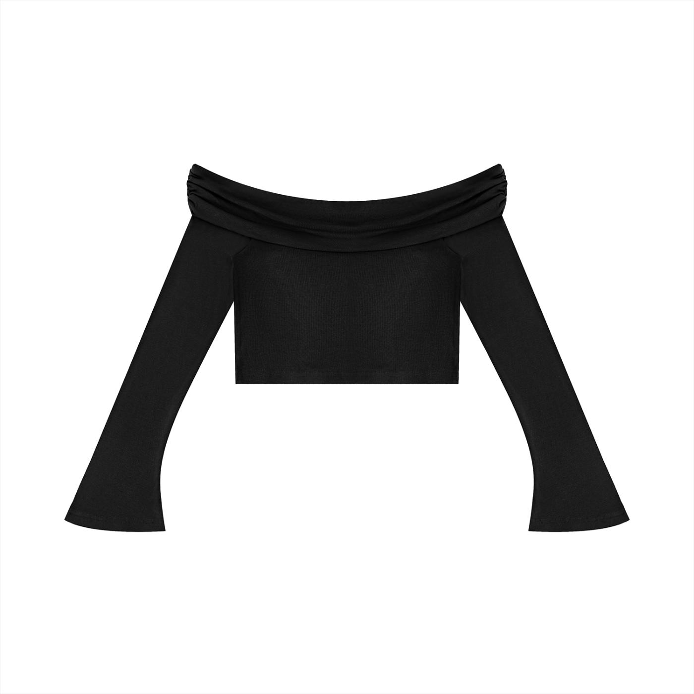 Sweet Route Women's Off-the-Shoulder Bell Sleeve Crop T-Shirt