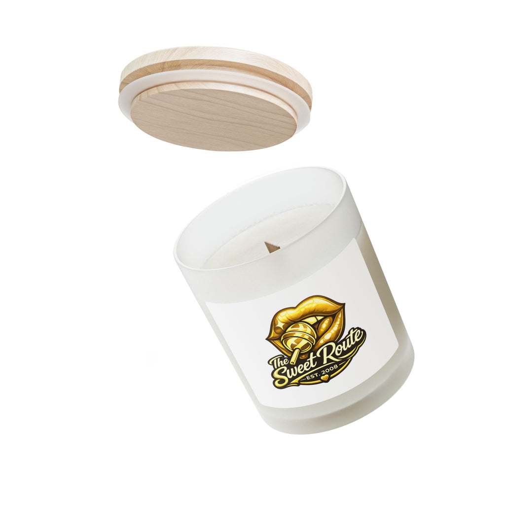 Gold Sweet Route Frosted Glass Candle, 11oz
