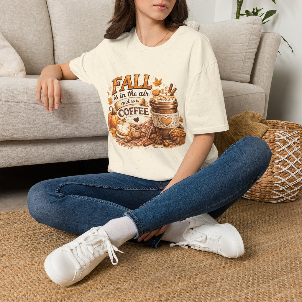 Fall is in the Air Coffee T-Shirt | Cozy Pumpkin Spice Autumn Graphic Tee | Cute Fall Shirt | Womens Autumn Apparel