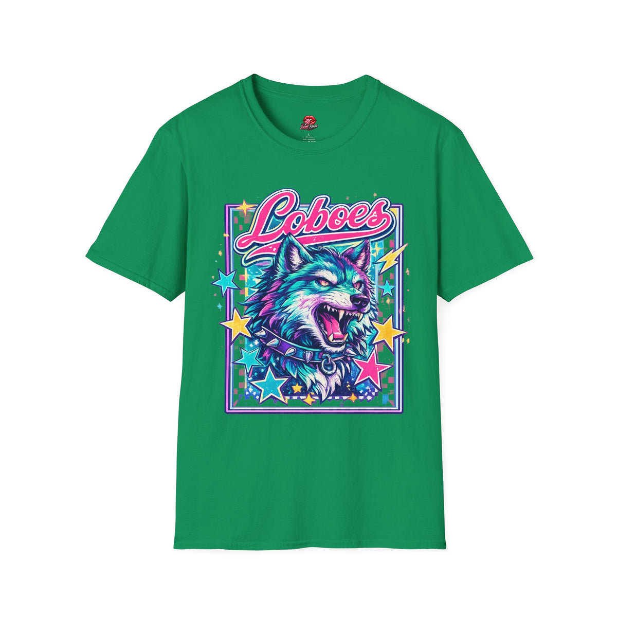Loboes Neon Wolf T-Shirt — Retro Colorful Graphic Tee
