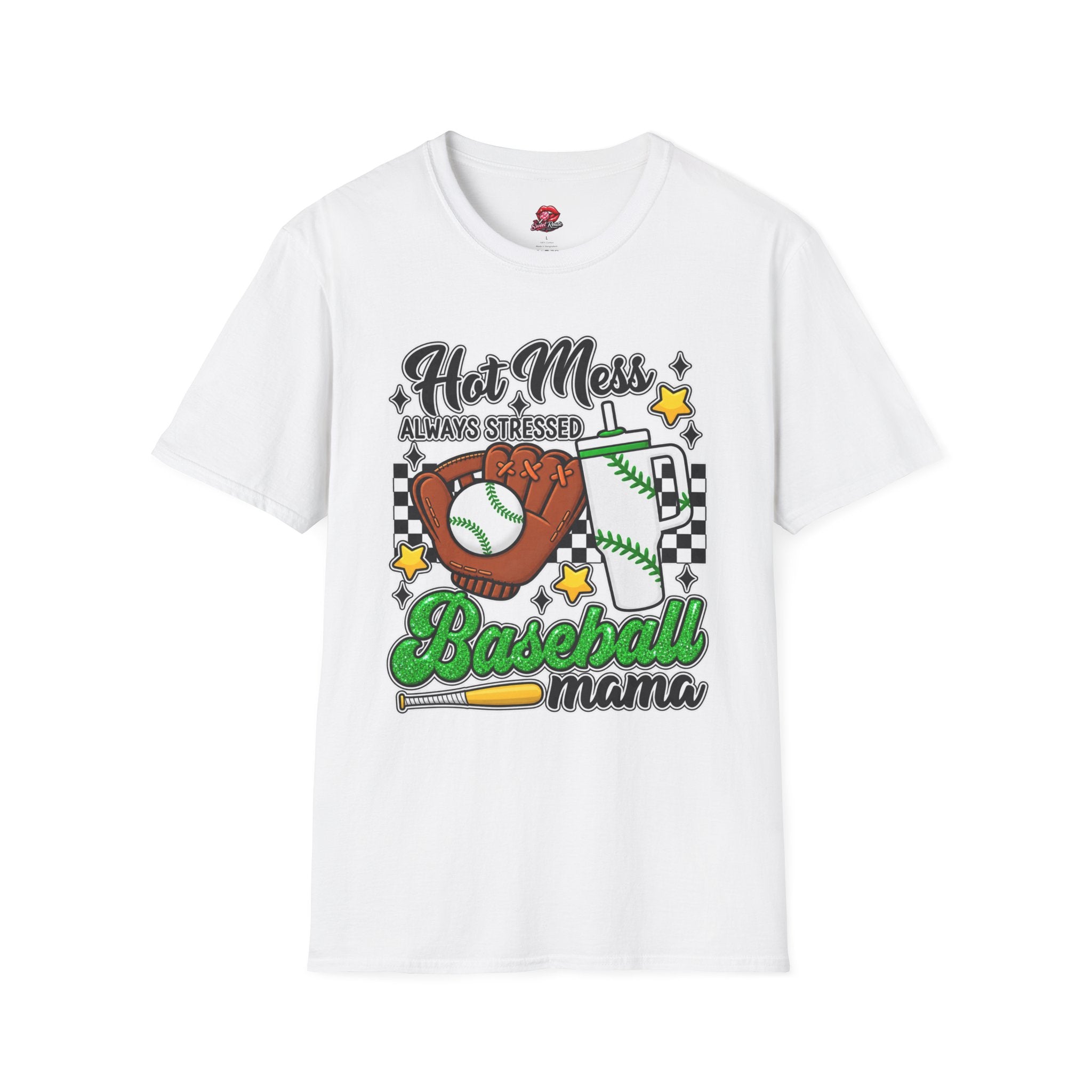 Hot Mess Always Stressed Baseball Mom Tee