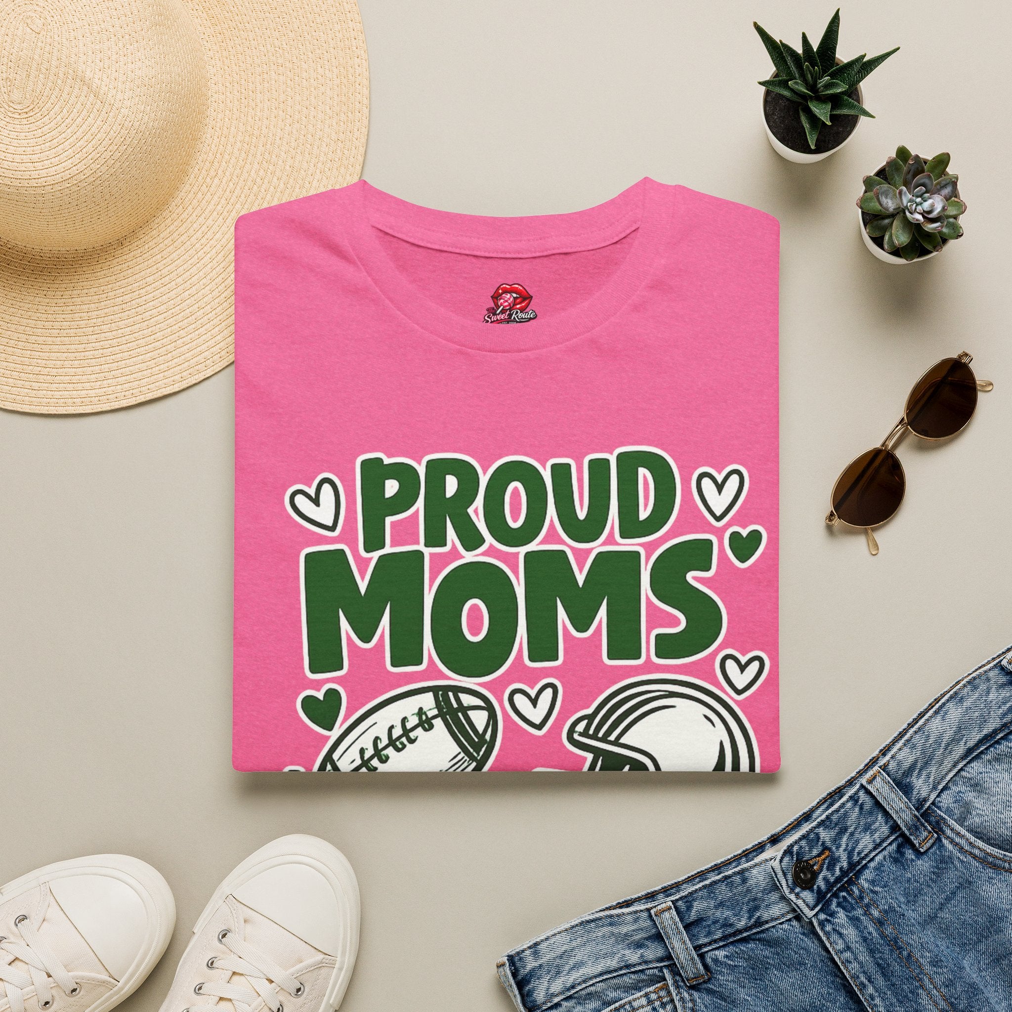 Proud Moms Sideline Club Football Mom T-Shirt | Game Day Graphic Tee | Cute Football Season Mom Shirt