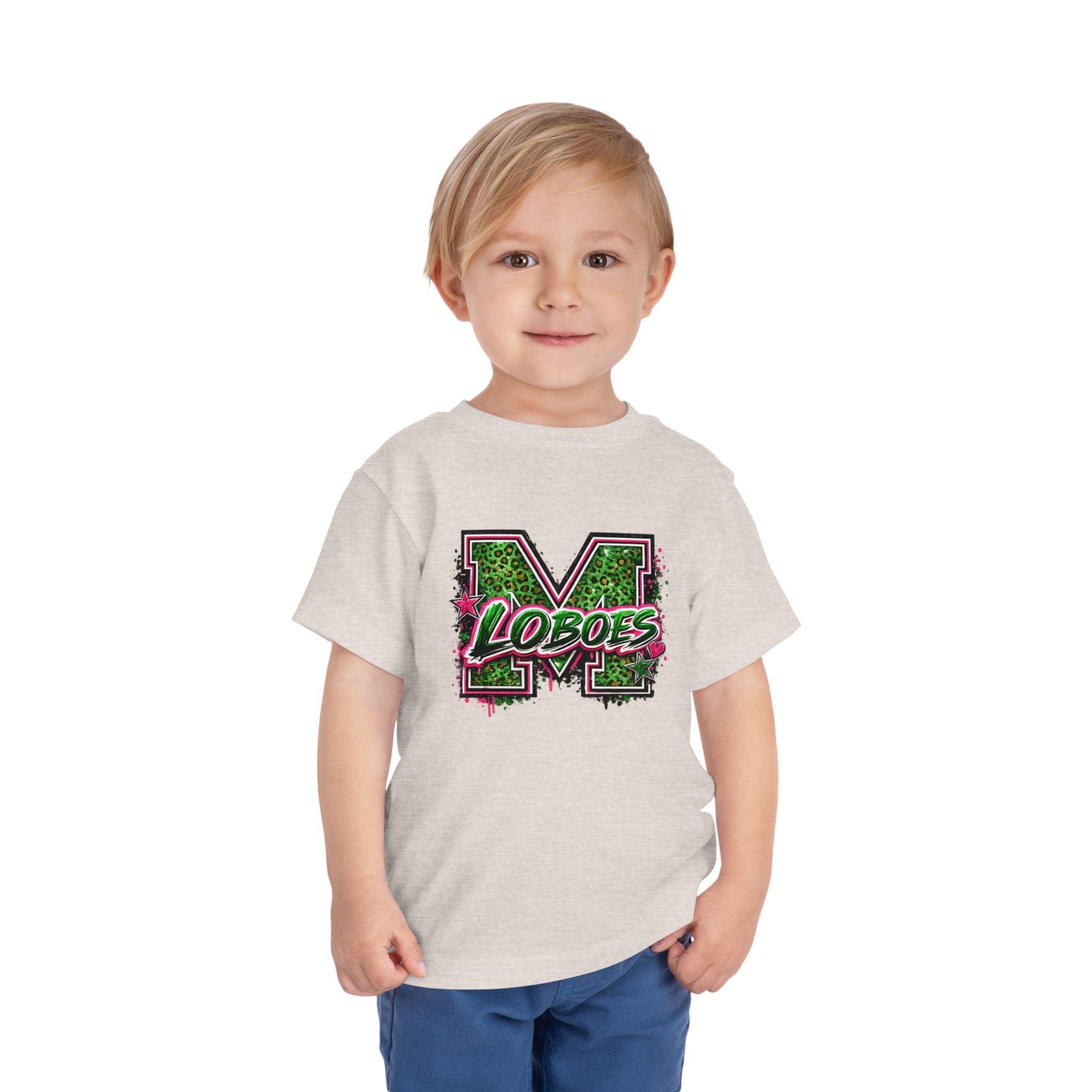 Green Leopard 'Lobos' M Letter Toddler Tee