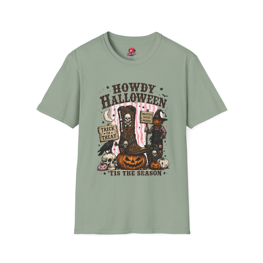 Howdy Halloween Cowboy Skeleton Graphic T-Shirt | Western Halloween Retro Unisex Tee