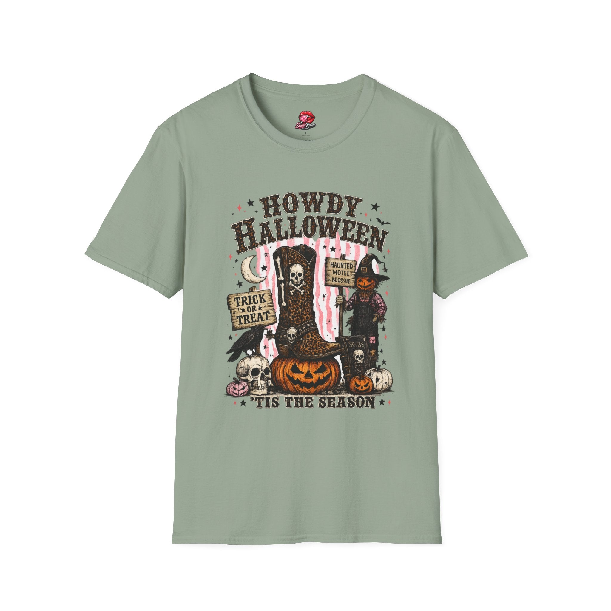 Howdy Halloween Cowboy Skeleton Graphic T-Shirt | Western Halloween Retro Unisex Tee