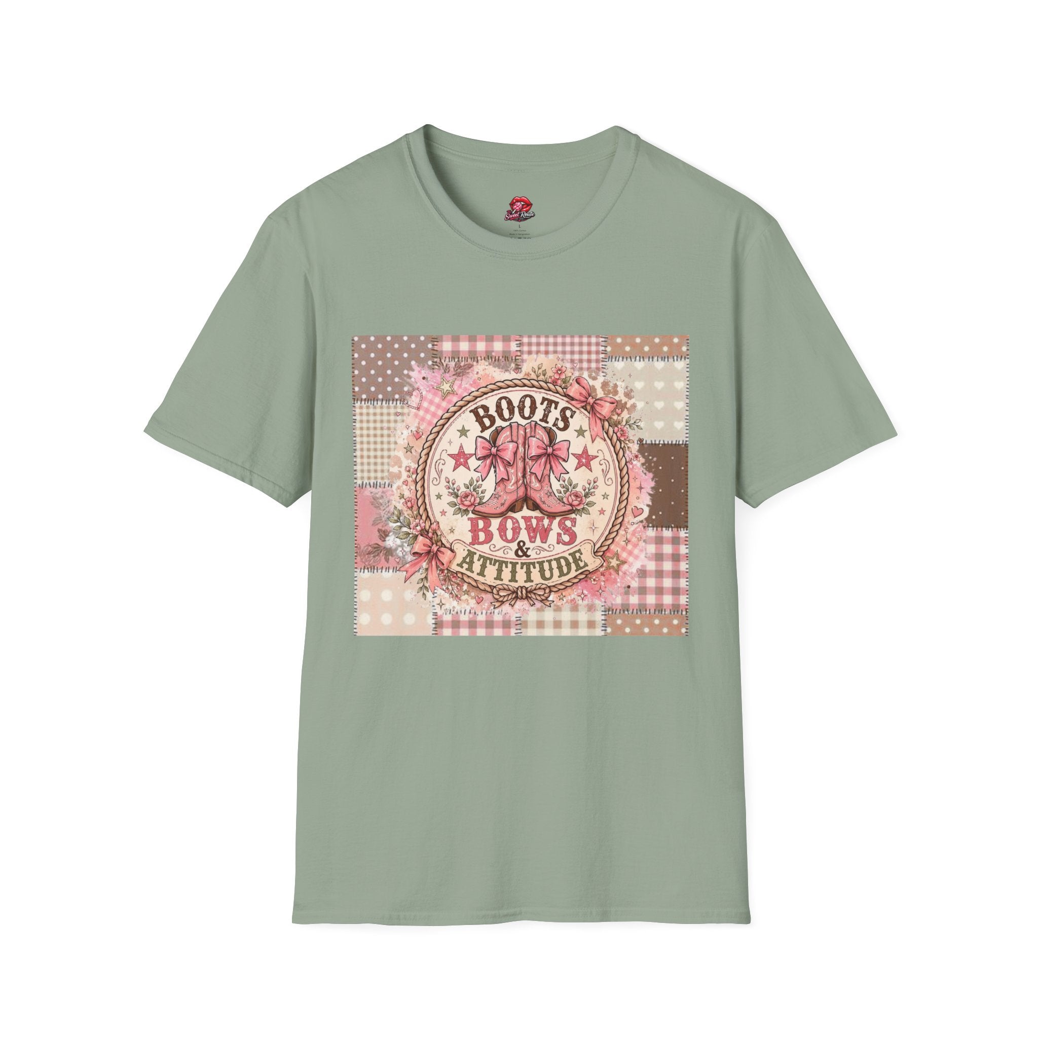 Boots Bows Attitude patchwork Tee