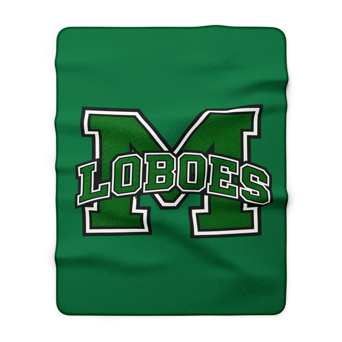 Green 'M Loboes' Sherpa Fleece Blanket