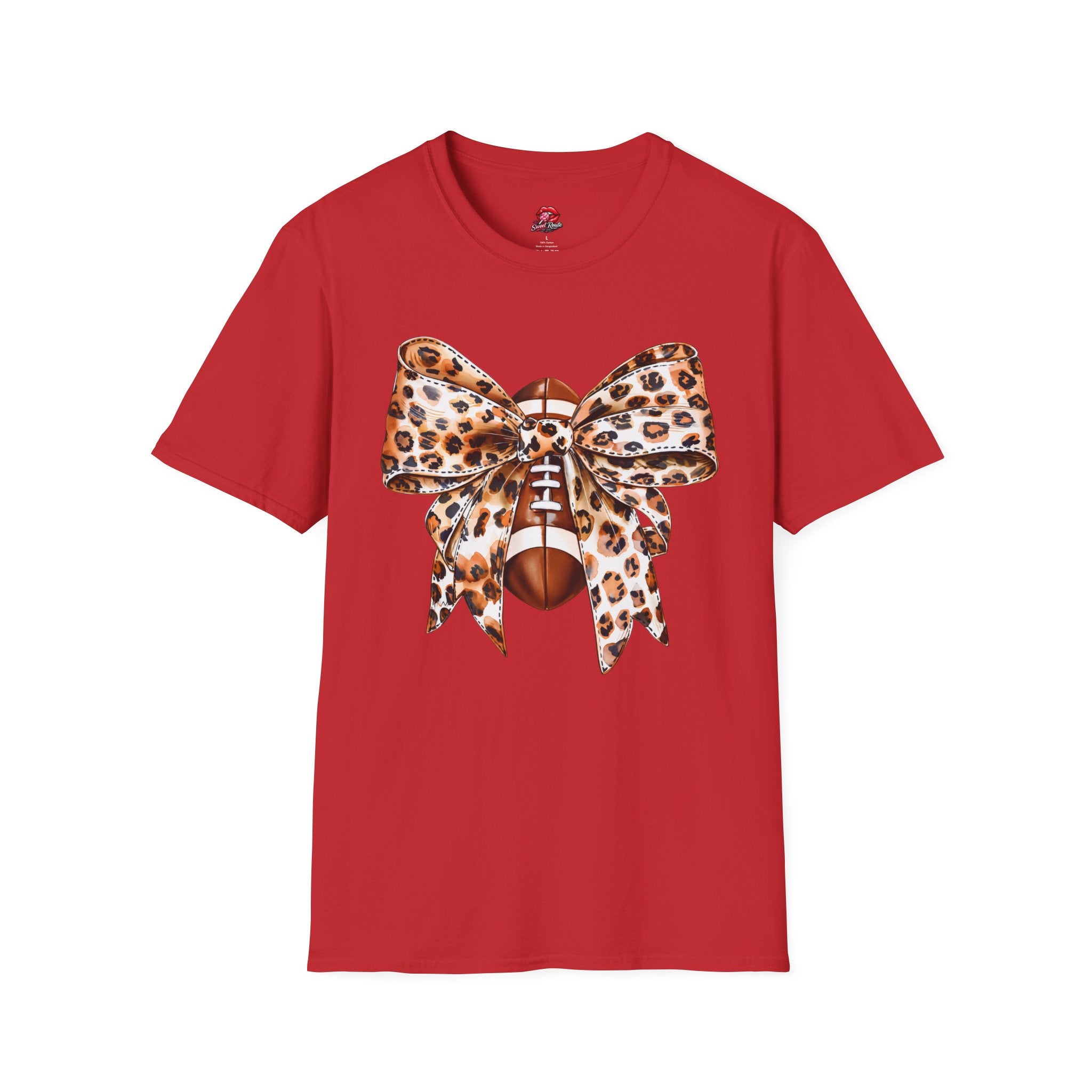 Leopard Bow Football T-Shirt