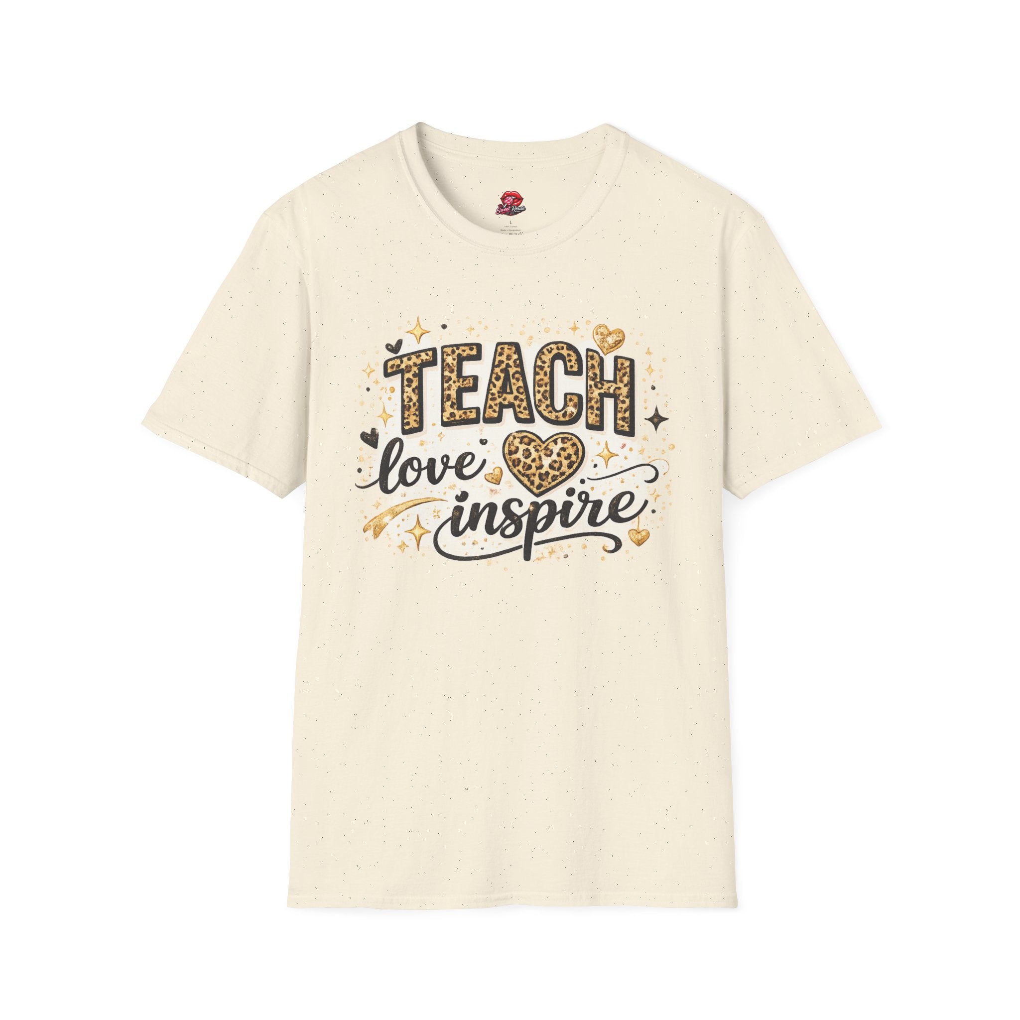 Teacher Leopard Heart T-Shirt | Teach Love Inspire Graphic Tee | Inspirational Teacher Shirt