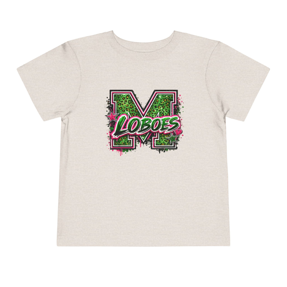 Green Leopard 'Lobos' M Letter Toddler Tee