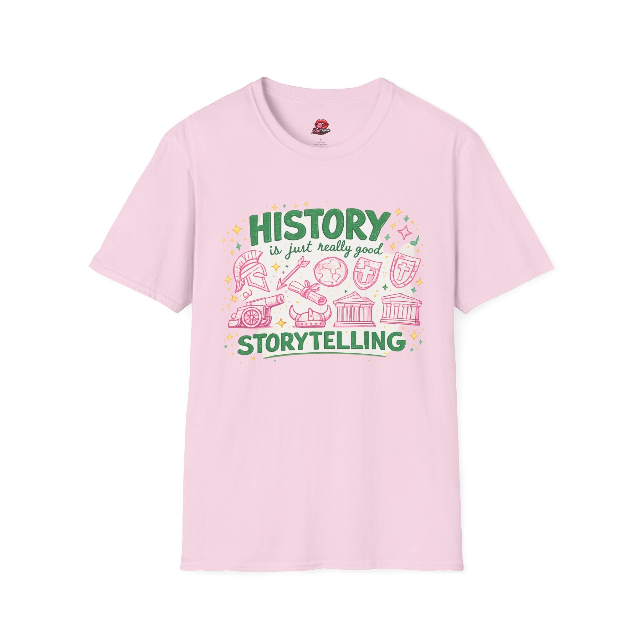 History Is Just Really Good Storytelling Teacher T-Shirt | Cute Retro History Teacher Graphic Tee | History Lover Gift