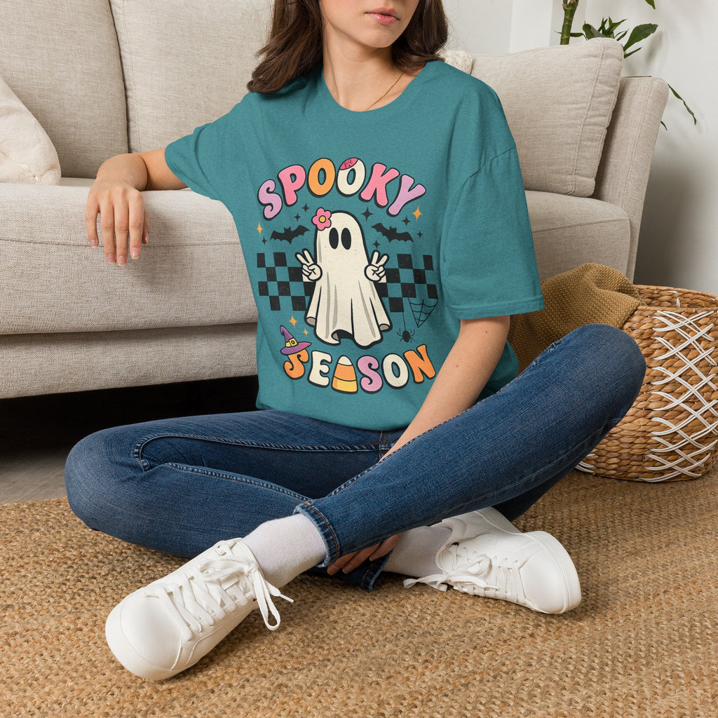 Spooky Season Retro Ghost T-Shirt | Cute Halloween Ghost Tee | Vintage Fall Shirt | Cozy Spooky Season Graphic Tee | Halloween Gift