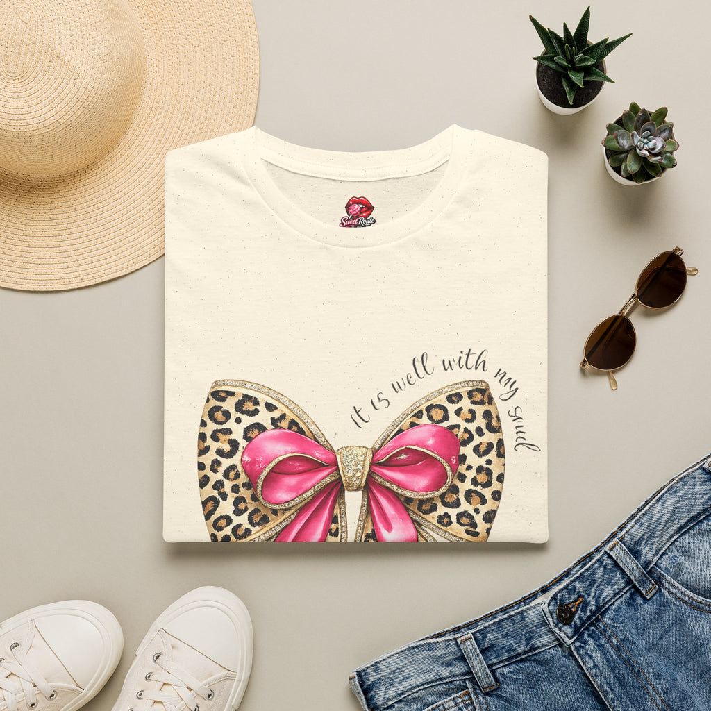 Leopard Bow with Pink Ribbon T-Shirt