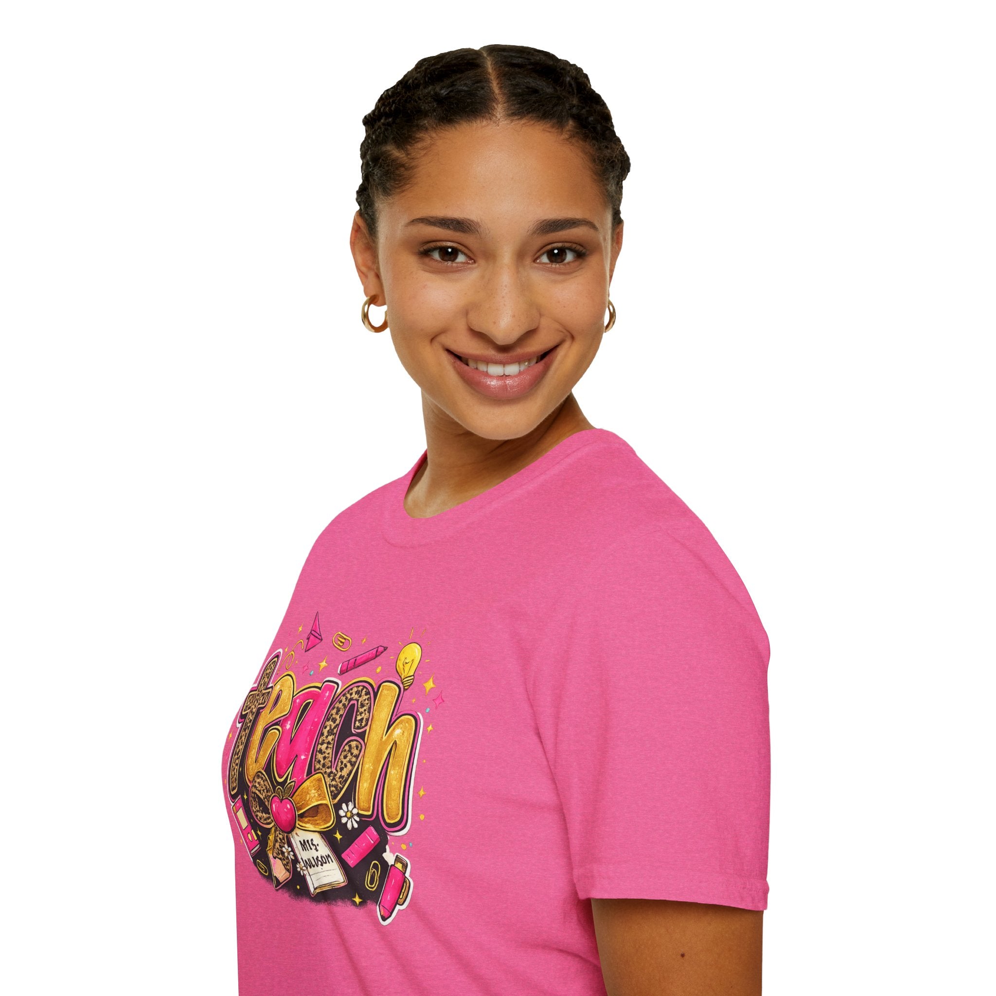 Teach Graphic Teacher T-Shirt | Colorful Retro Teacher Shirt | Cute Back to School Tee | Teacher Appreciation Gift
