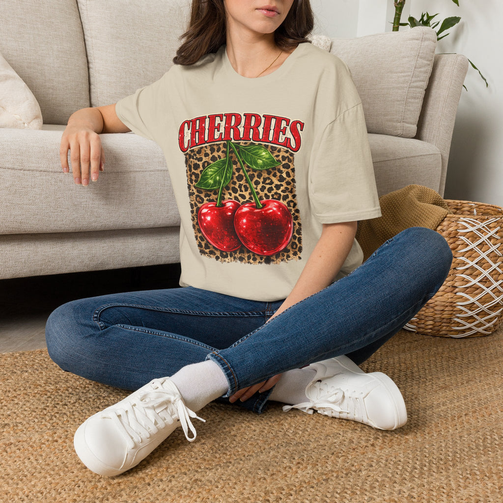 Cherries Leopard Print T-Shirt