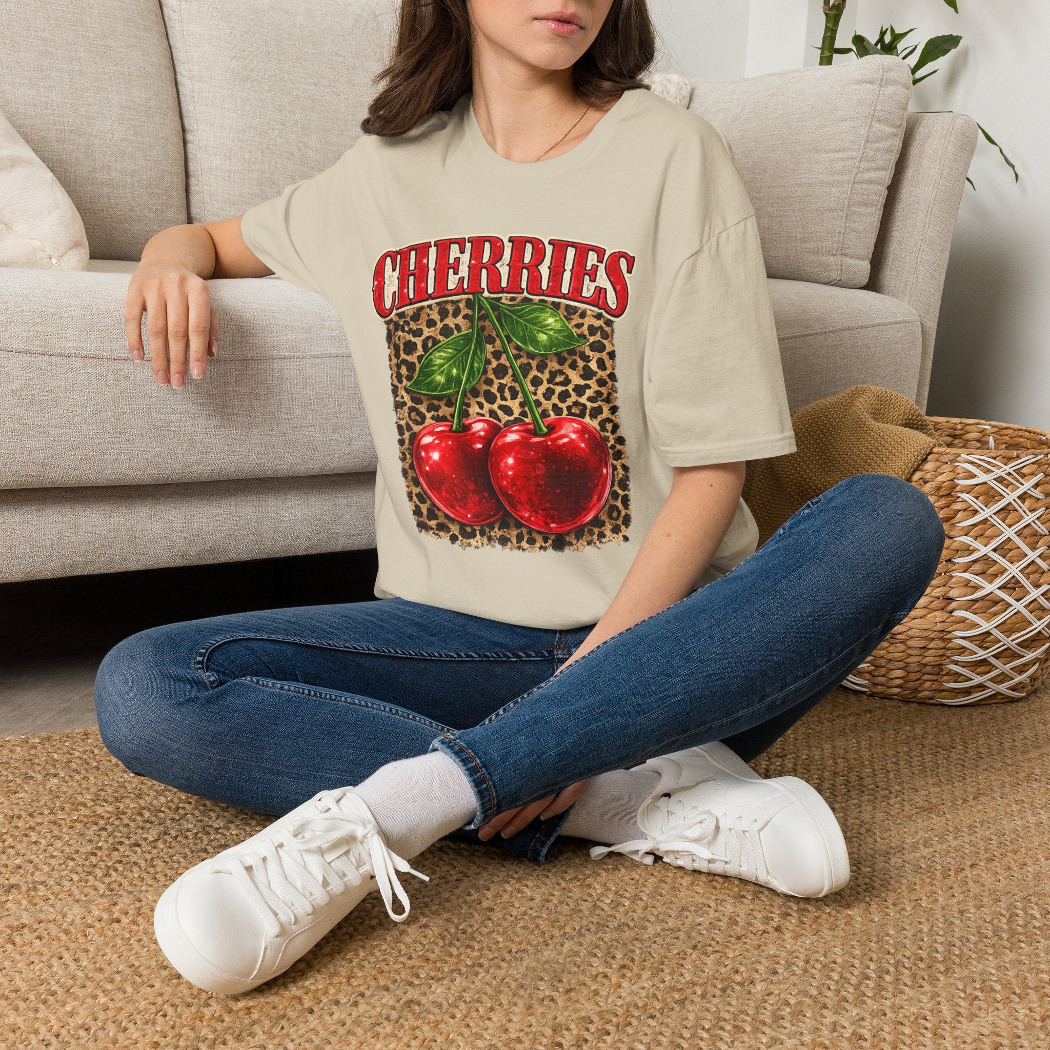 Cherries Leopard Print T-Shirt