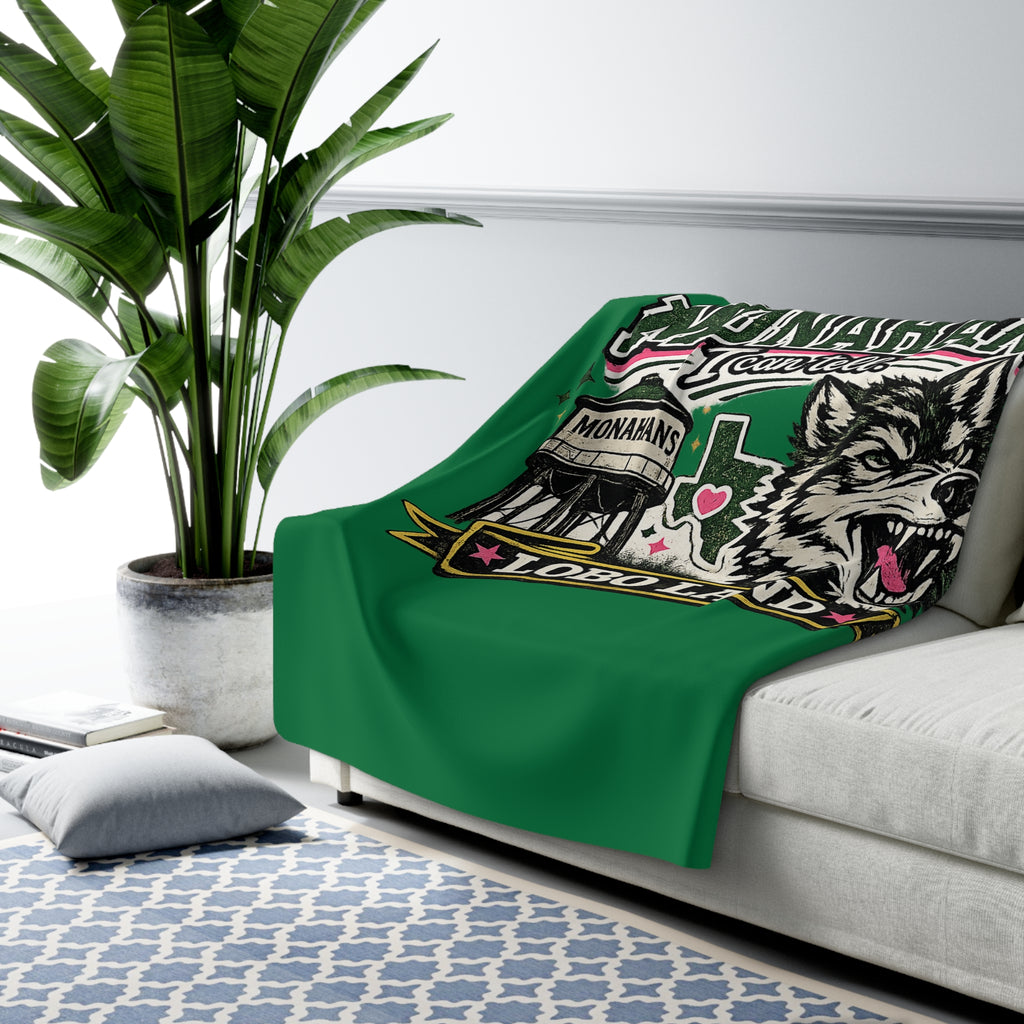 Monahans Lobo Land Sherpa Blanket – 'She's From Monahans' Fleece Throw