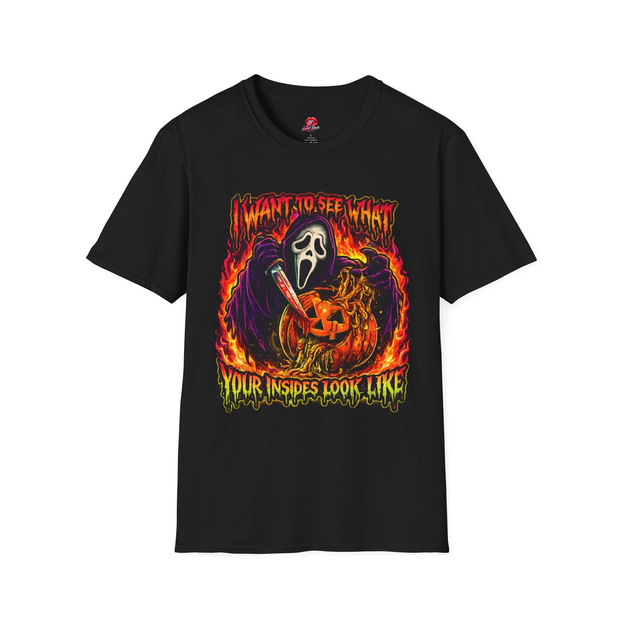 I Want To See What Your Insides Look Like Graphic T-Shirt | Funny Halloween Retro Tee