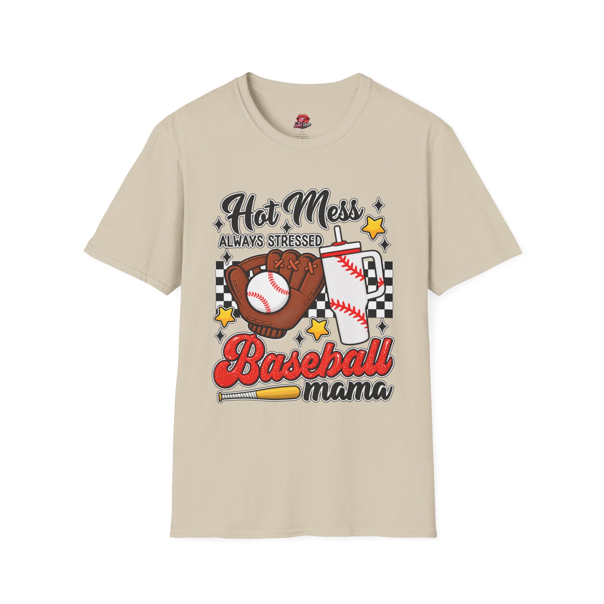 Hot Mess, Always Stressed Baseball Mom Tee
